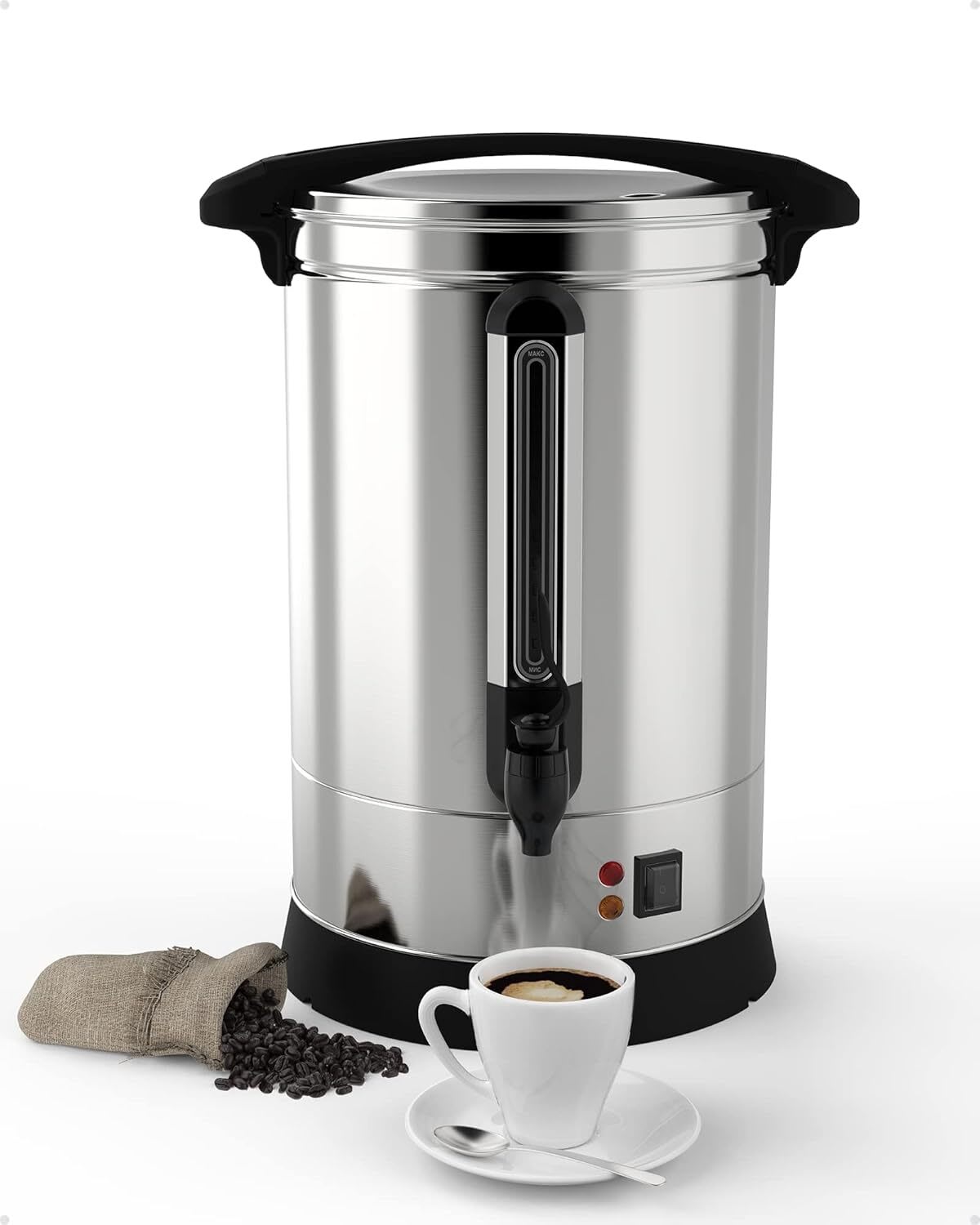 Qeetex LSHQPHO-0X3NMOGB 90 Cups Coffee Urn - 14l (3.8 Gal) Large Coffee Maker Stainless Steel Thermal Insulated Quick Electric Coffee Maker Sliver