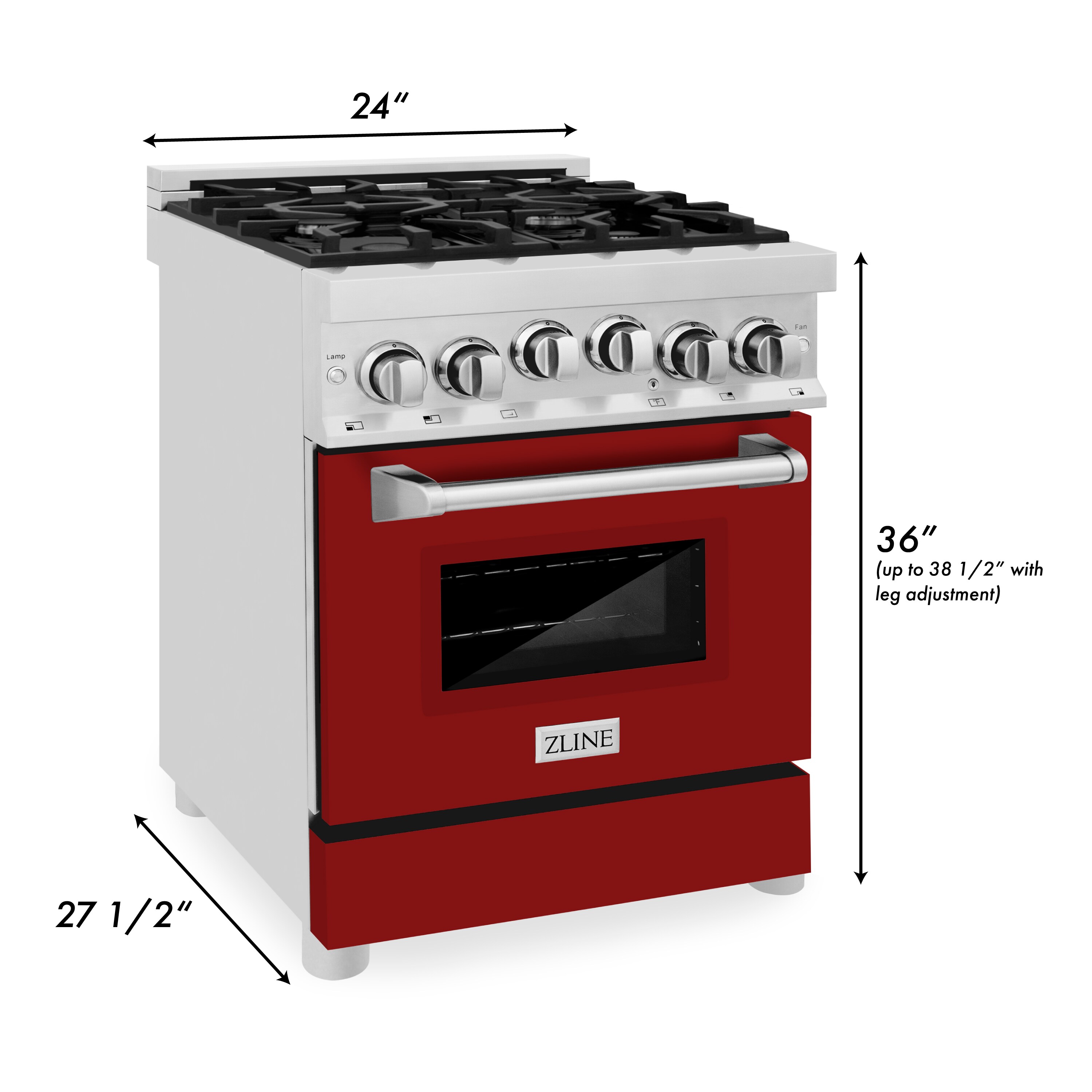 Kucht Pro-Style 30 in. 4.2 cu. ft. Natural Gas Range with Convection Oven  in Stainless Steel and Red Oven Door KNG301-R - The Home Depot