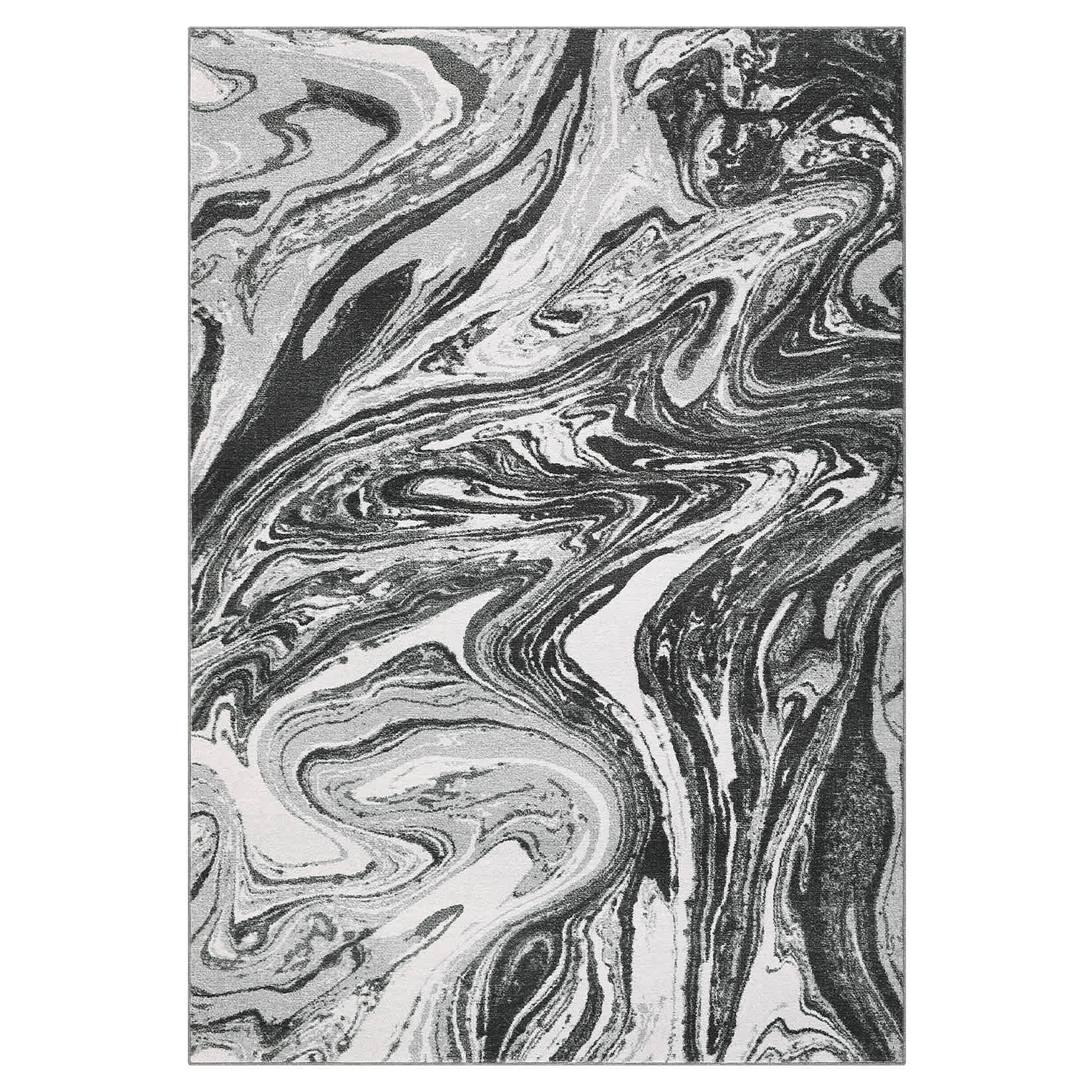 Qeetex SUNNY-PHK-33TA93LW 9 x 12 ft Polyester Grey Rectangular Indoor Abstract Modern Machine Washable Area Rug