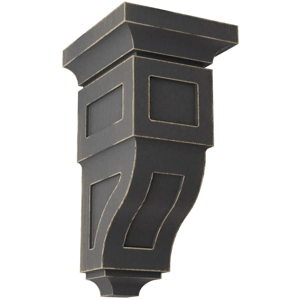 Ekena Millwork CORWD06X06X12RYBL 6-in x 6.75-in x 12-in Vintage Decor Finished Rubberwood Black Wood Paintable/Stainable Corbel