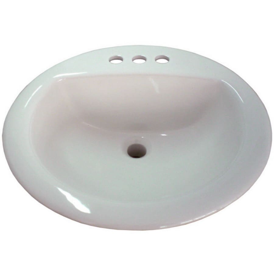 aquasource white drop-in round bathroom sink (19-in x 19-in) at