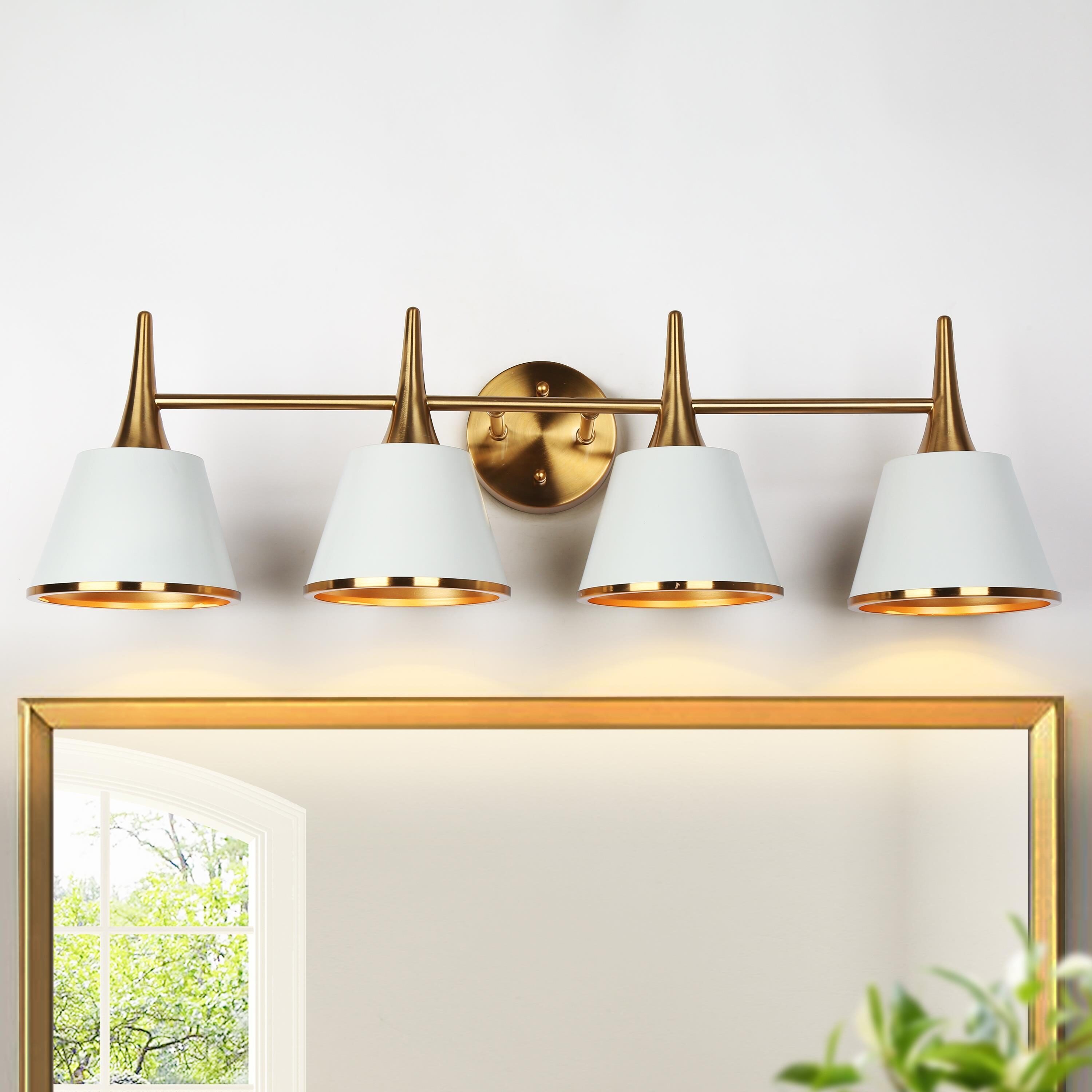 LNC LF3ERFQ76W4E8C Idaikos 29-in 4 -Light Polished Brass Modern/contemporary Vanity light bar