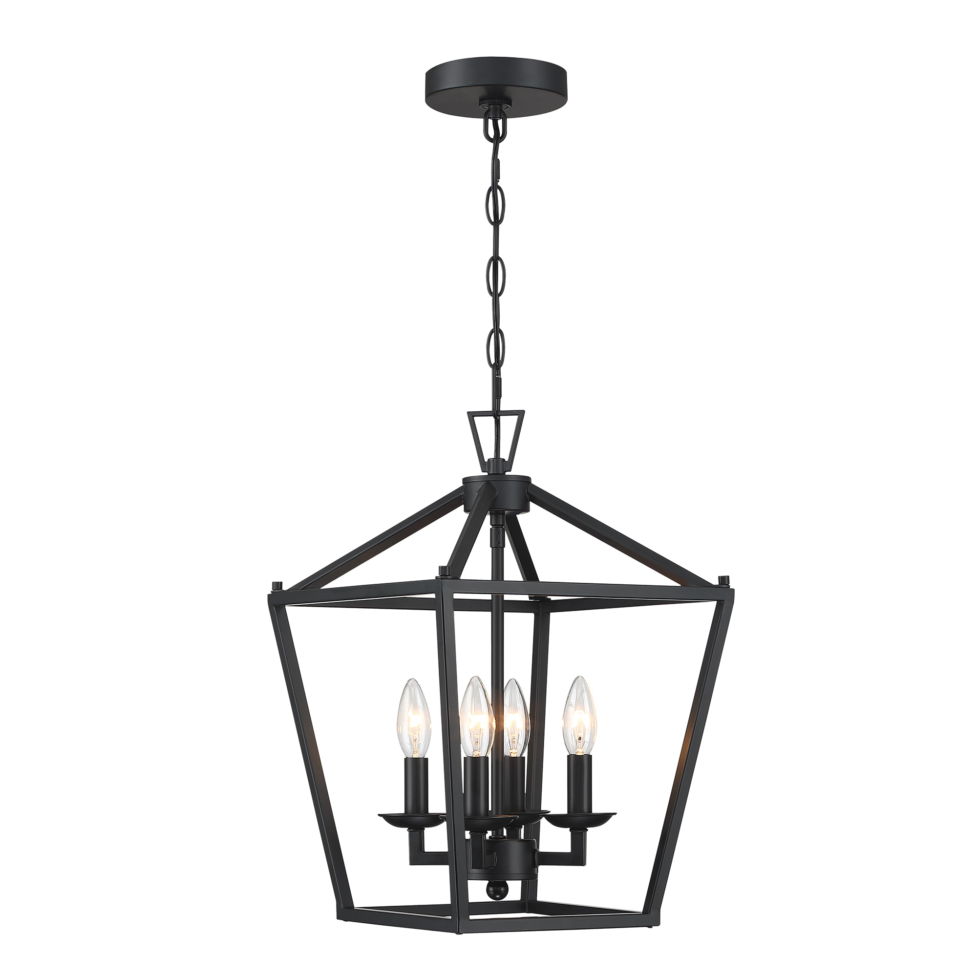 Hukoro 4-Light Matte Black Traditional Geometric Pendant Light in the ...