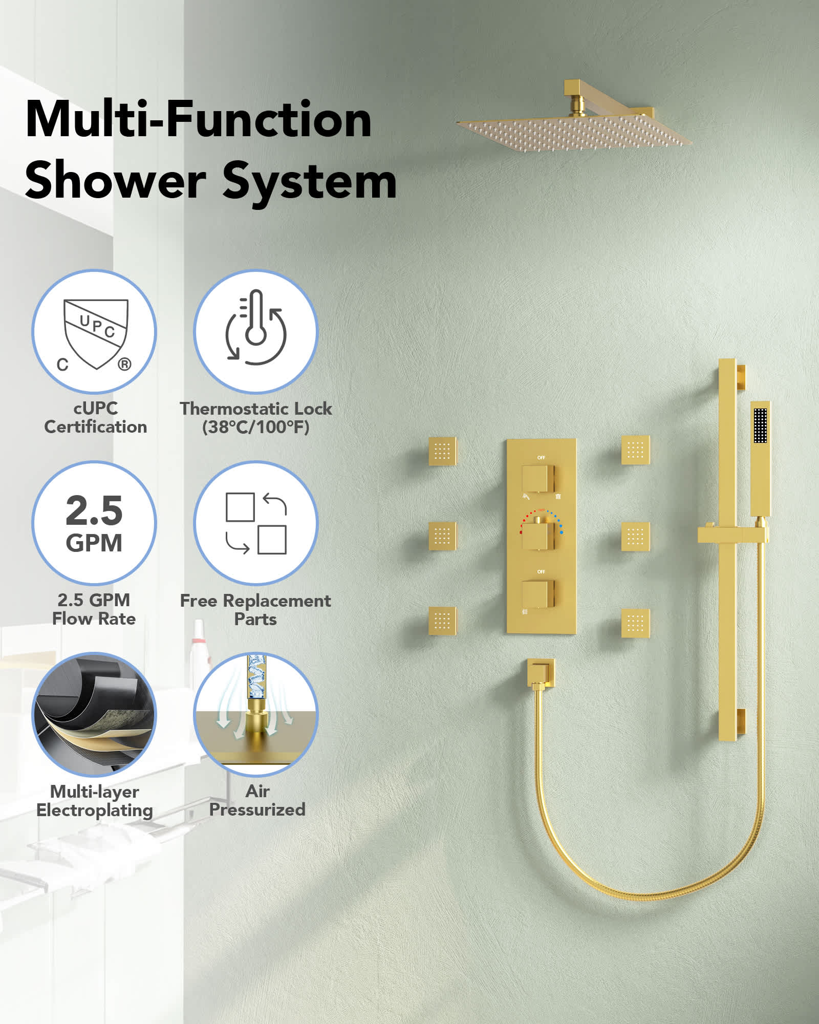 EVERSTEIN SFS-1016-GD12 Tub-Shower-Faucets - View #2