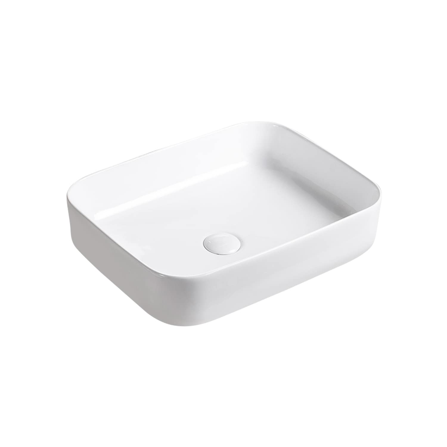 CASAINC TC-AR1915T Bathroom sink Ceramic Vessel Rectangular Modern White Bathroom Sink with Drain Included ( 19.625-Inches x 15.75-Inches )