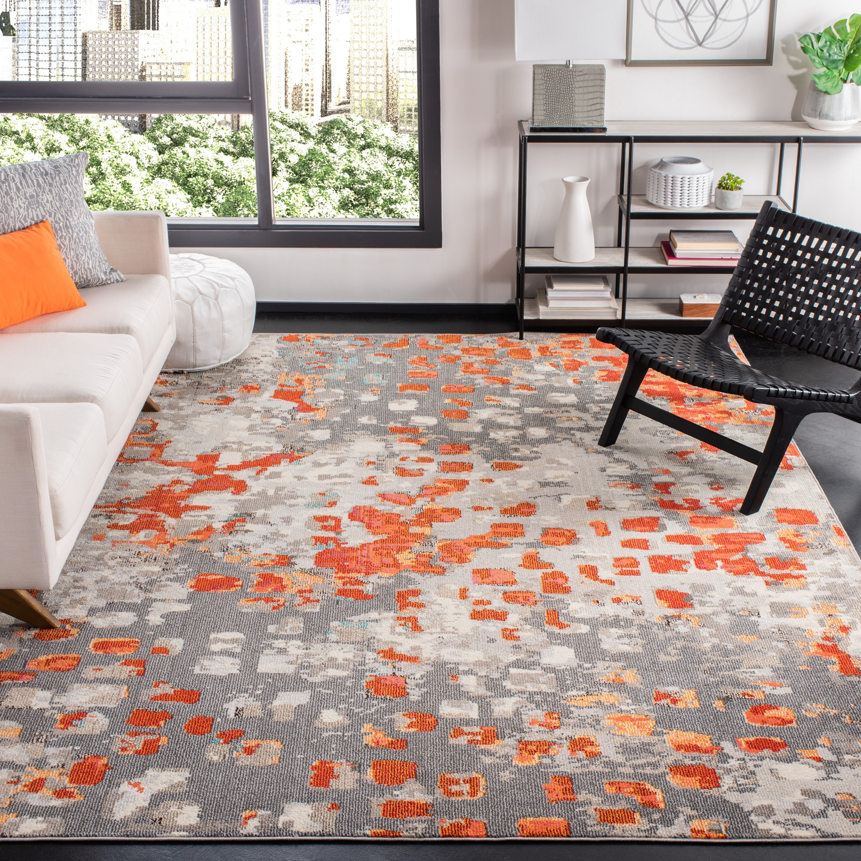 Murat Modern Orange Indoor/Outdoor Patio Rug