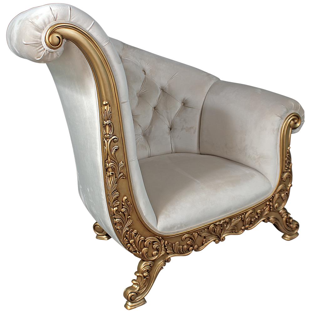 Design Toscano Vintage Ivory Velvet Accent Chair in the Chairs ...