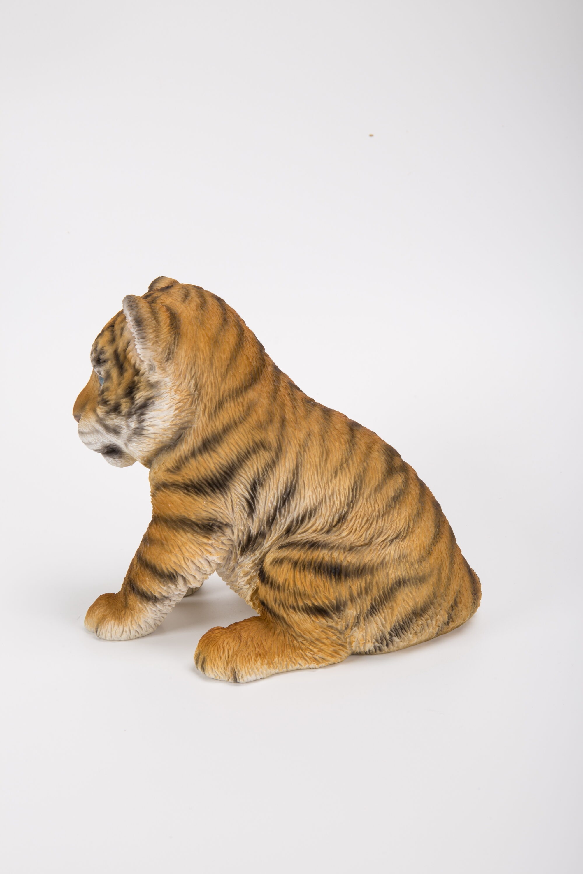 Adorable Realistic Sitting Tiger Cub Garden Statue