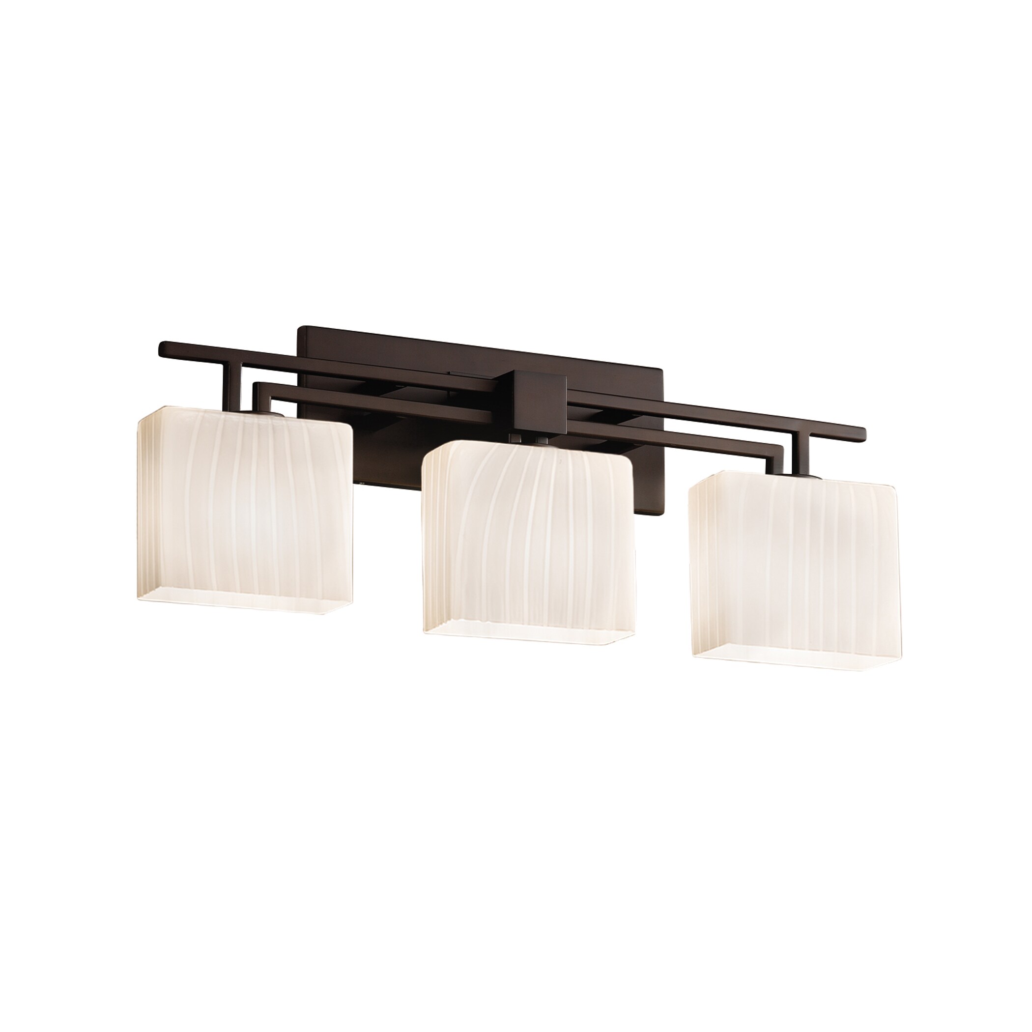 Justice Design Group FSN-8703-55-RB-DB-LD Fusion 26-in 3-Light Dark Bronze LED Glam Vanity Light