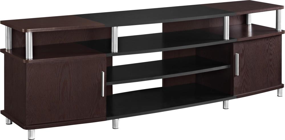 Carson Cherry and Black Composite Wood TV Stand for 70" TVs