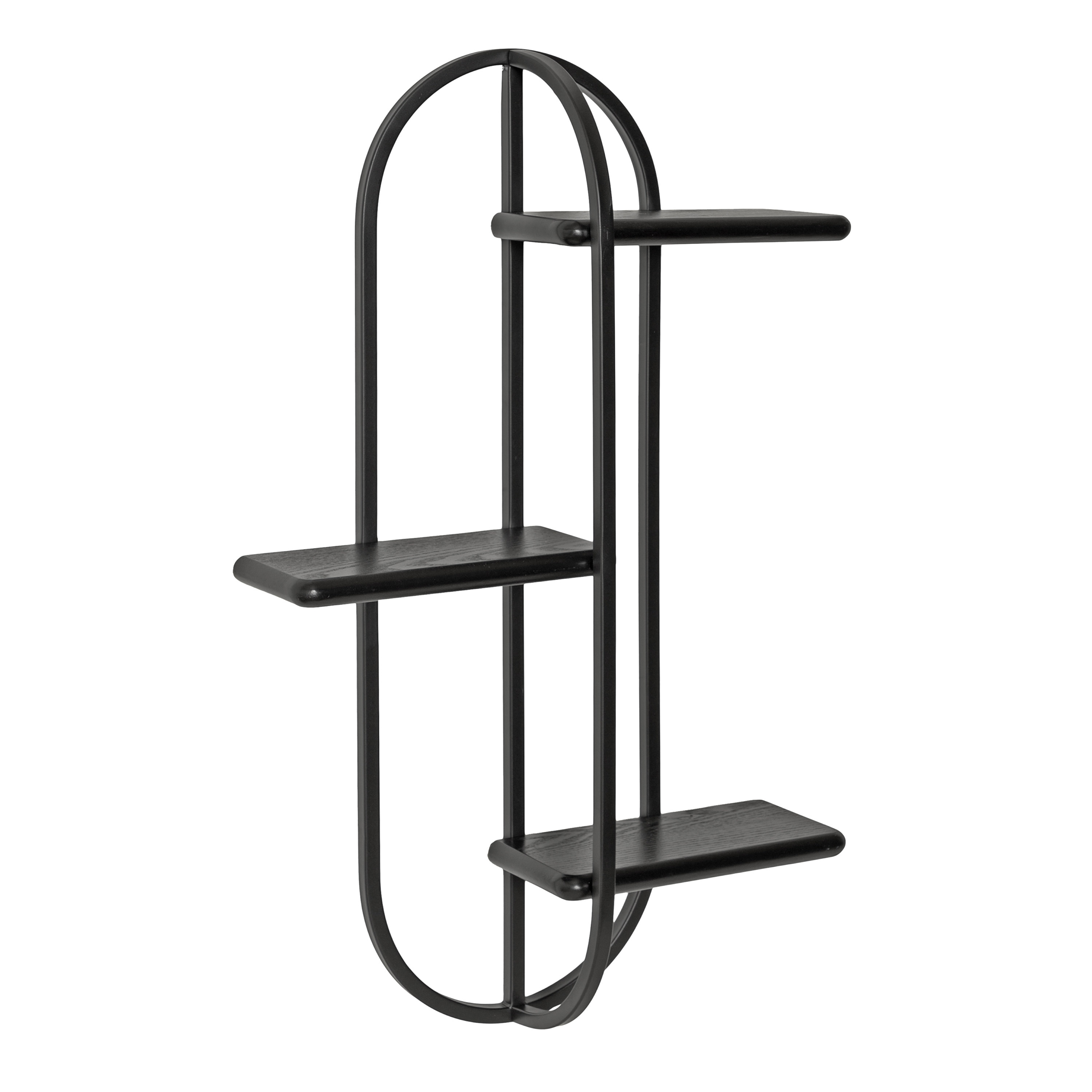 Kate and Laurel 226667 18-in L x 5.5-in D x 30-in H Black Metal Rectangular Tiered shelf 3 Decorative Shelves