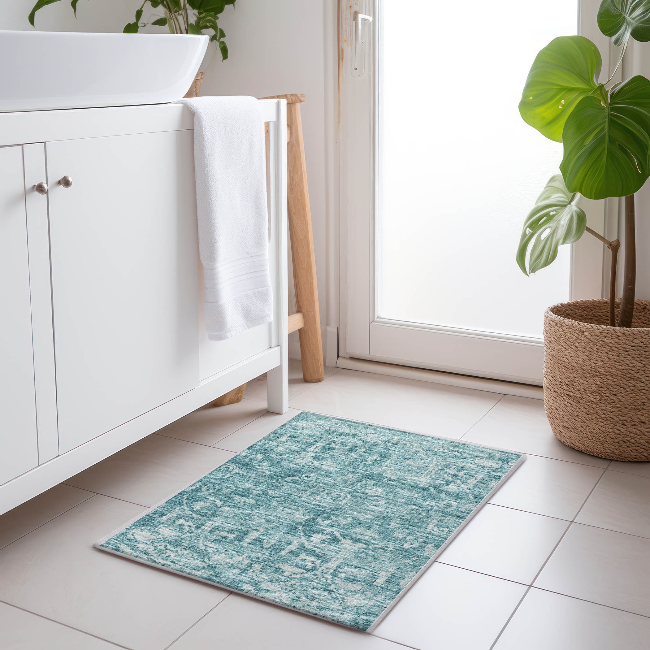 Addison Rugs AMF40BL20X30 Mayfield AMF40BL 2 x 3 (ft) Loomed Polyester Blue Rectangular Indoor Abstract Machine washable Area rug