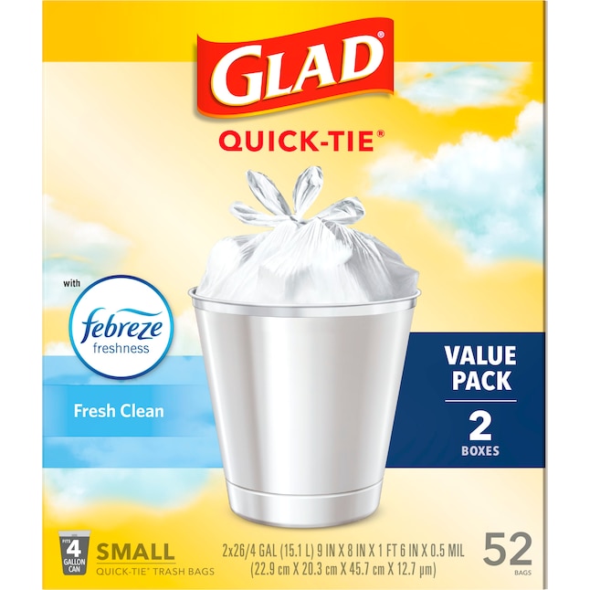 Glad Odor Shield 4-Gallons Febreze Fresh Clean White Plastic