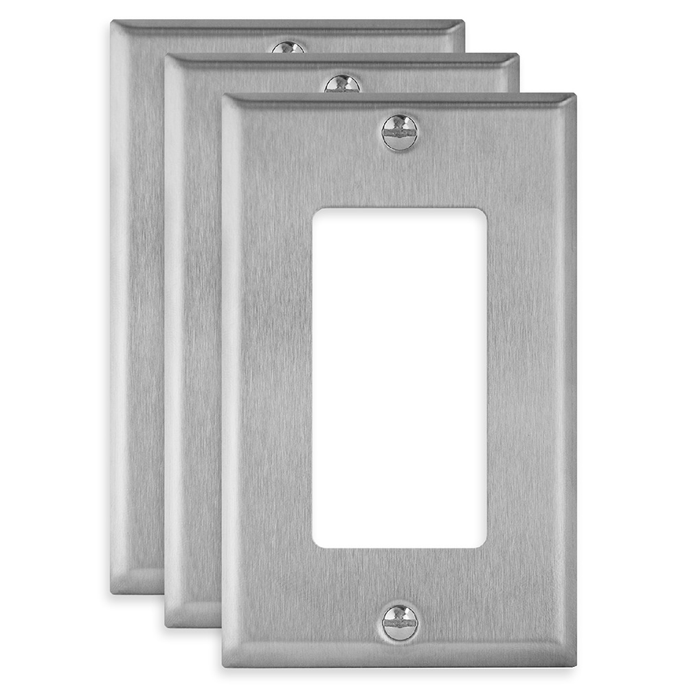 Top Greener 7731-3PCS 1 -Gang Standard Size Stainless Steel Stainless steel Indoor Decorator Wall Plate 3 -Pack