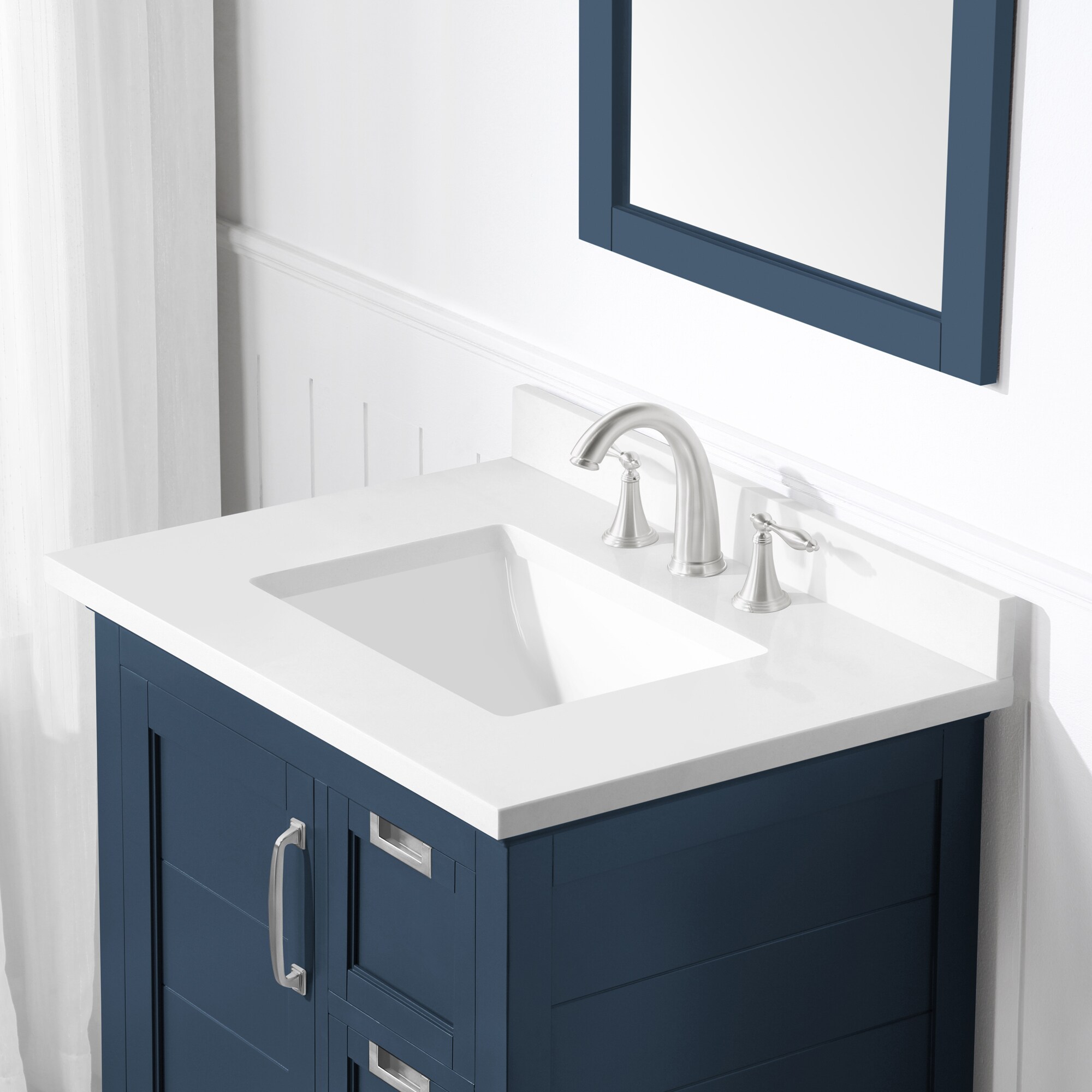 Pembroke Greyish Blue 30" Single Sink Freestanding Bathroom Vanity with Marble Countertop