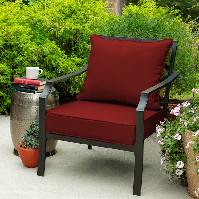 Allen Roth 2 Piece Madera Linen Dark Cherry Deep Seat Patio Chair Cushion In The Furniture Cushions Department At Com - Allen And Roth 2 Piece Wheat Deep Seat Patio Chair Cushion