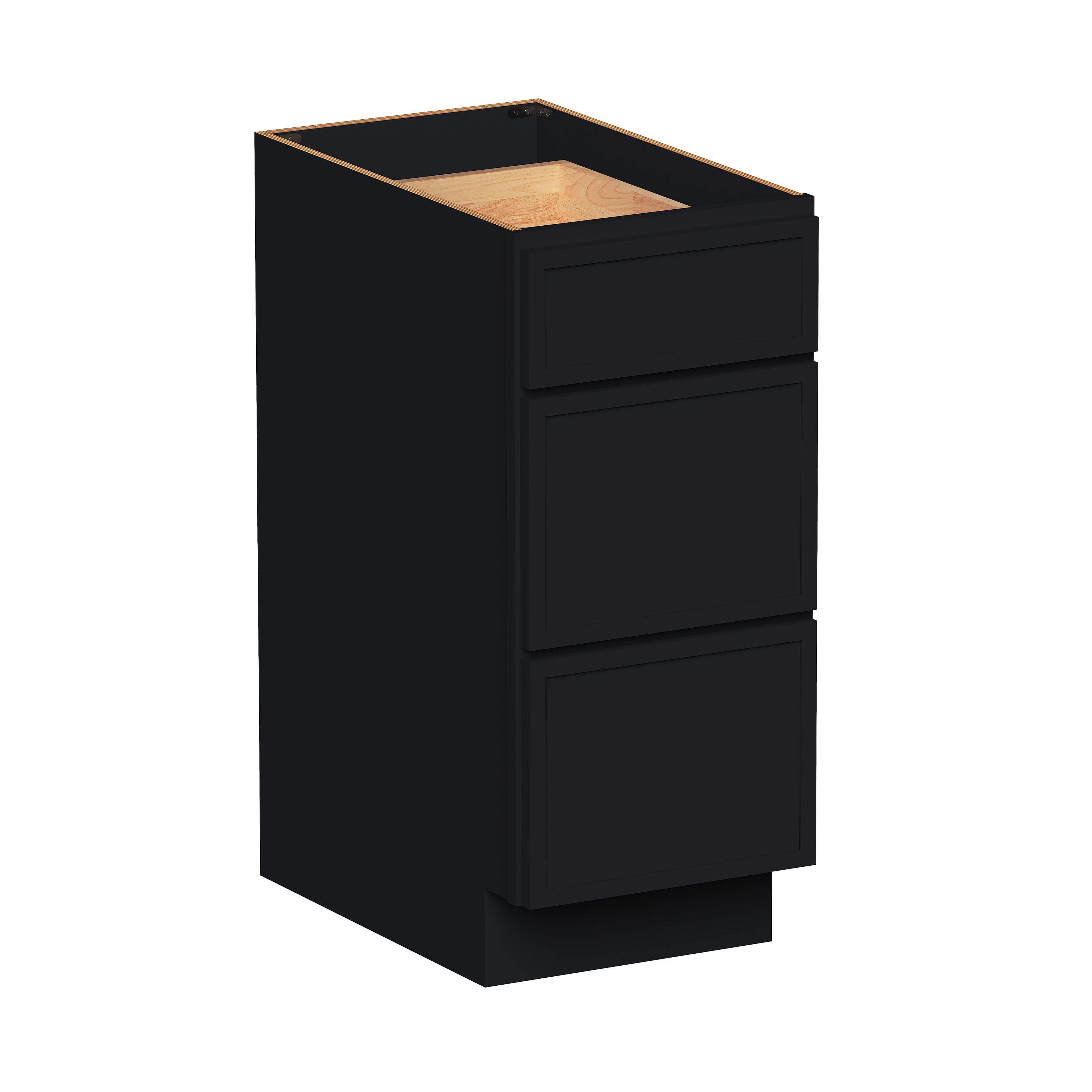 CASAINC 15 in. W x 24 in. D x 34.5 in. H Plywood Ready to Assemble Floor Base Kitchen Cabinet in Ebony Black with 3 Drawers