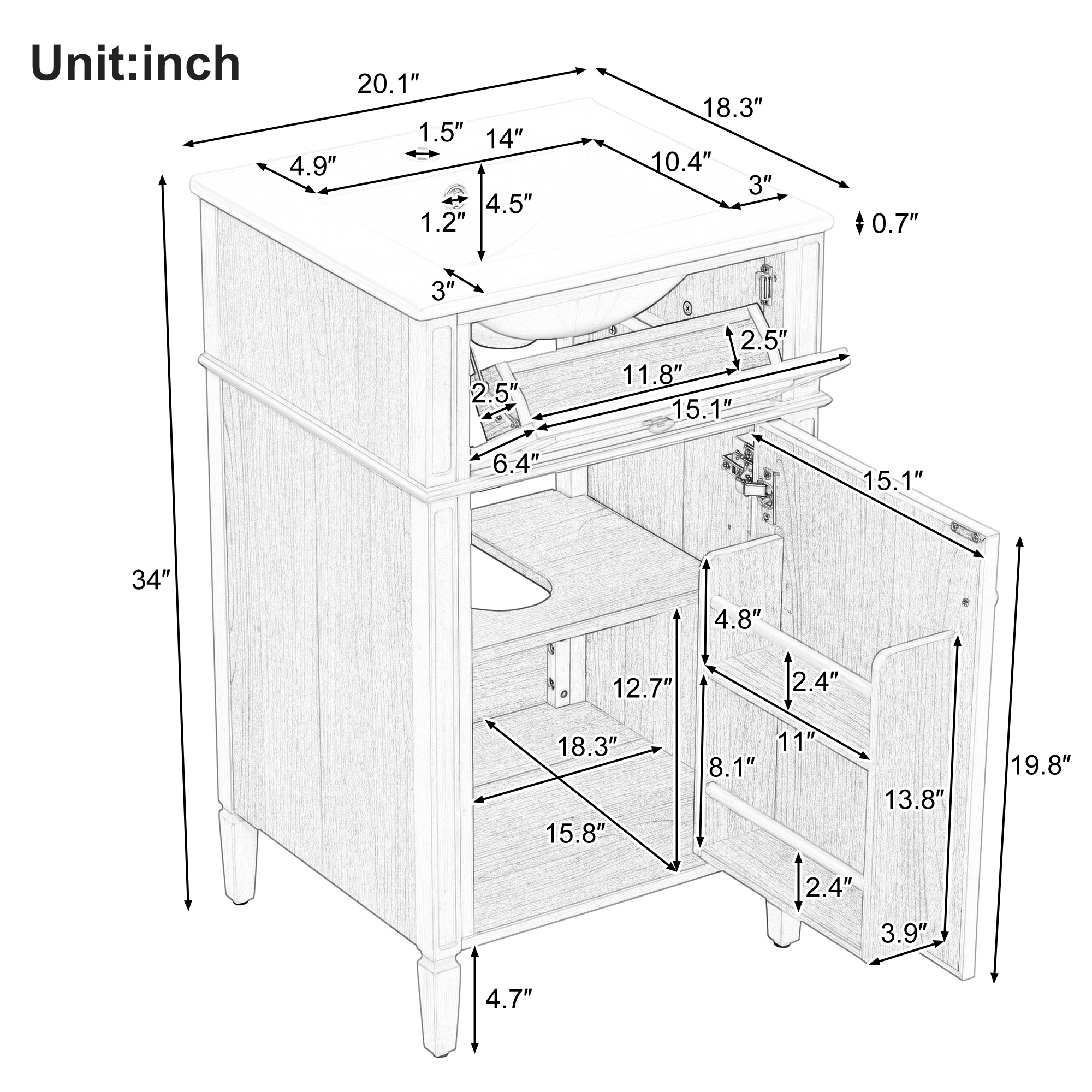 Poinic YUR-VN7-F-20Y Bath-Vanity-Combo - View #4