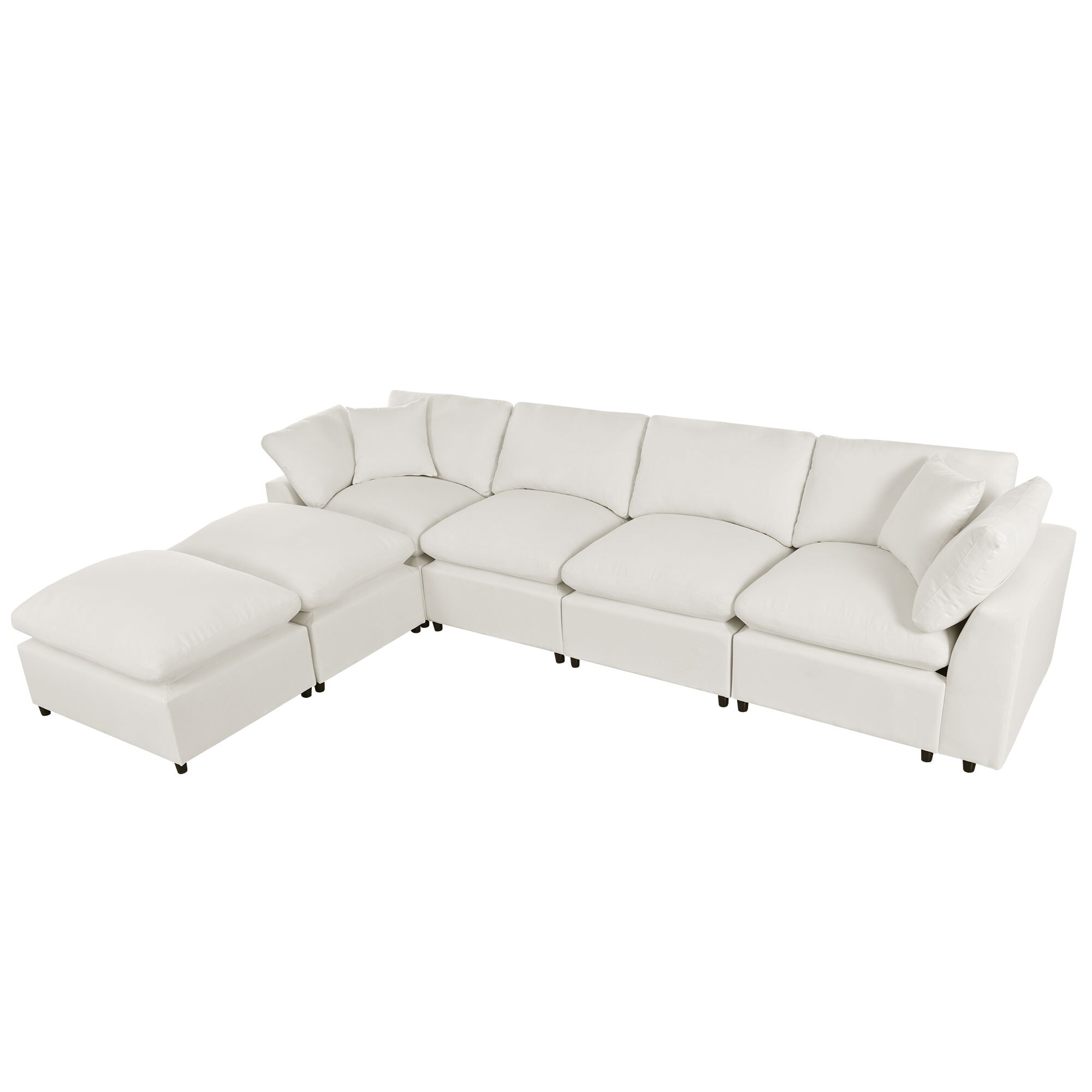 SINOFURN SYA020372BG 134.4-Inches Modern Beige 6+ -seater Reclining Sectional