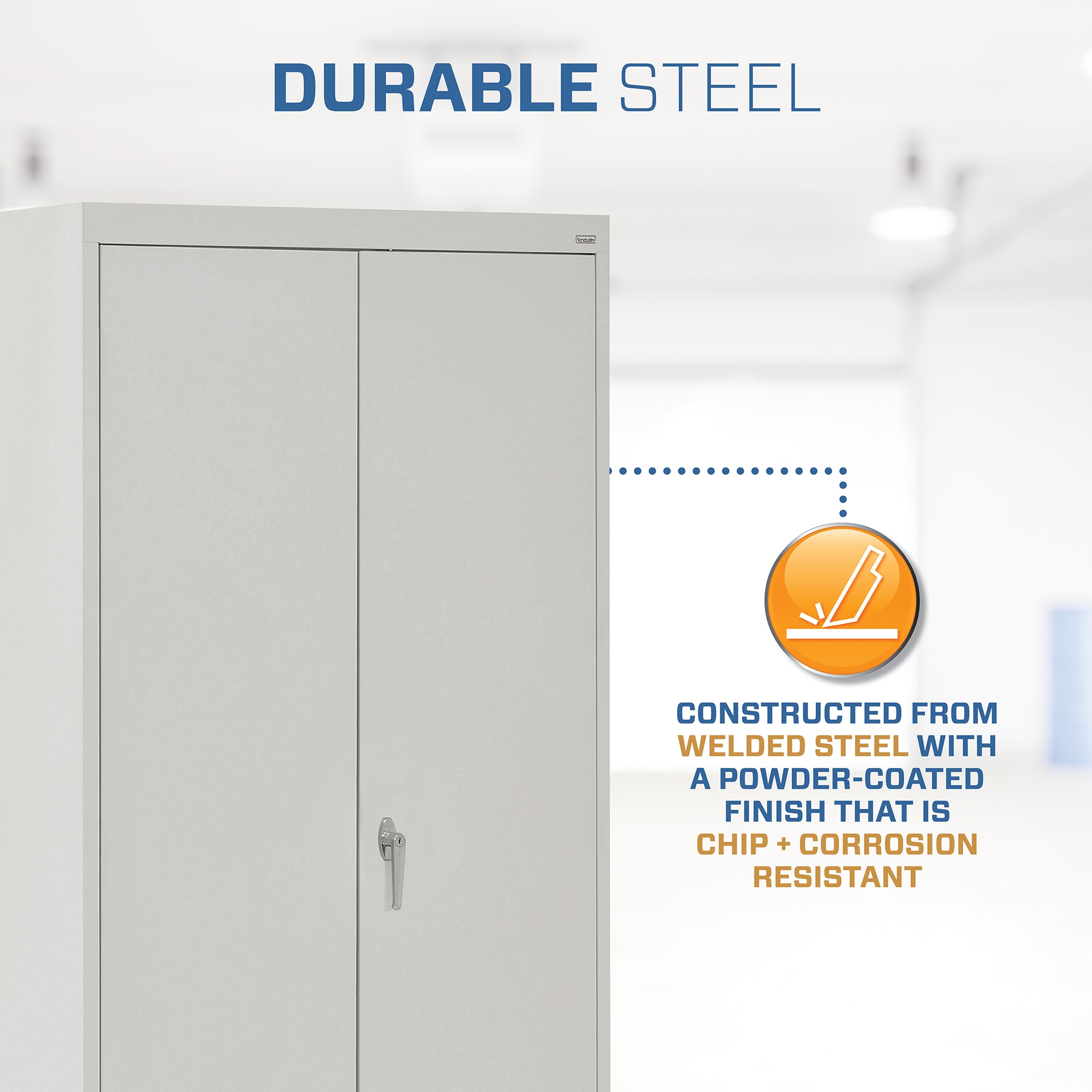 Gray Steel Freestanding Lockable Office Cabinet with Adjustable Shelving