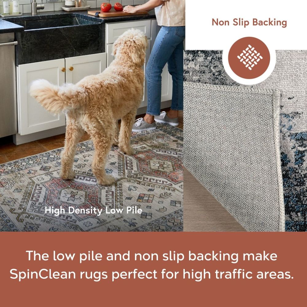 Reversible Abstract Gray Synthetic 4' x 6' Easy-Care Area Rug