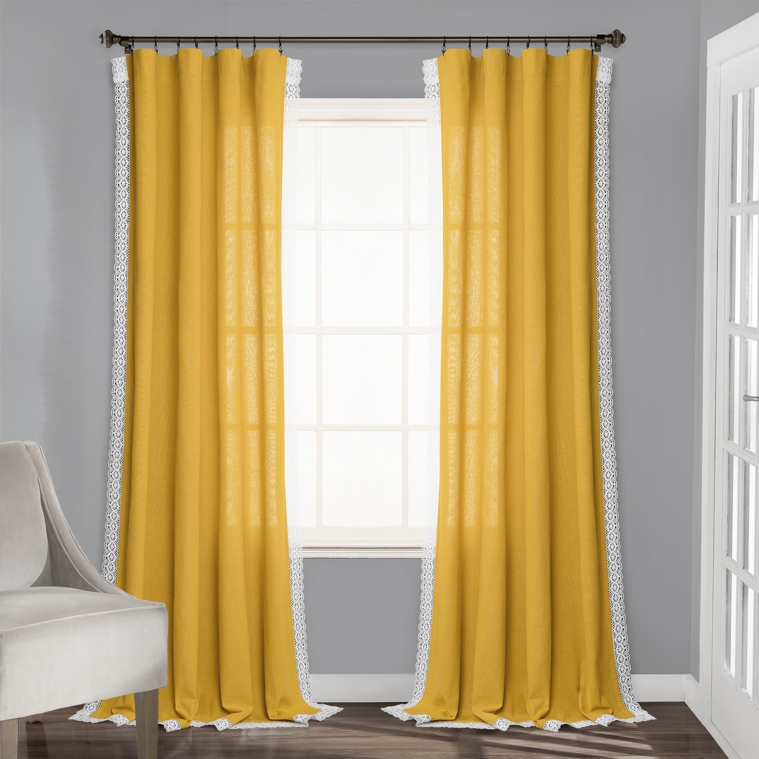 Lush Decor 16T004851 95-Inches Yellow Rod pocket Curtain panel pair