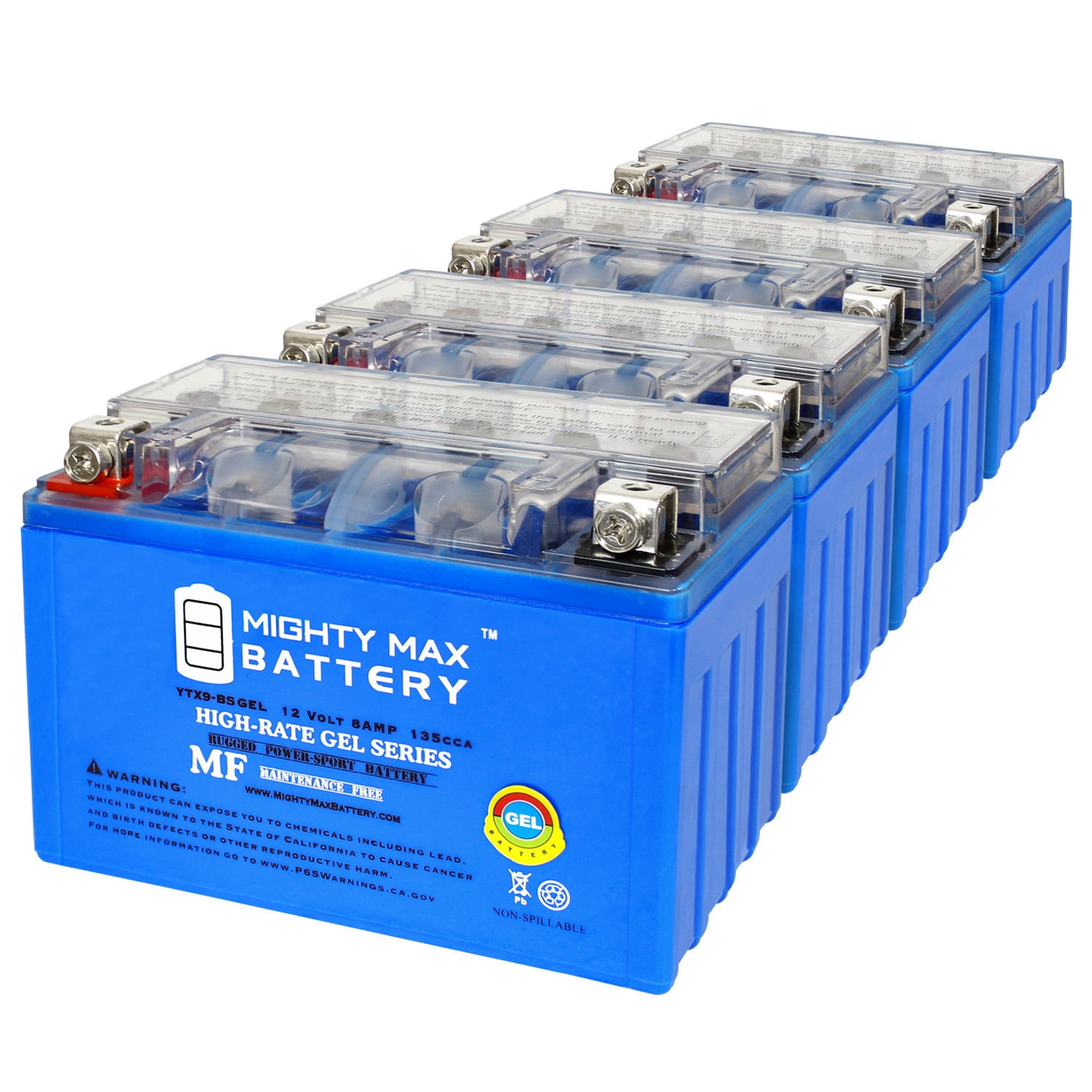 Mighty Max Battery MAX3953860 YTX9-BS for Poweroad YG9-BS Rechargeable Sealed lead acid 1280 Backup power Batteries 4 -Pack