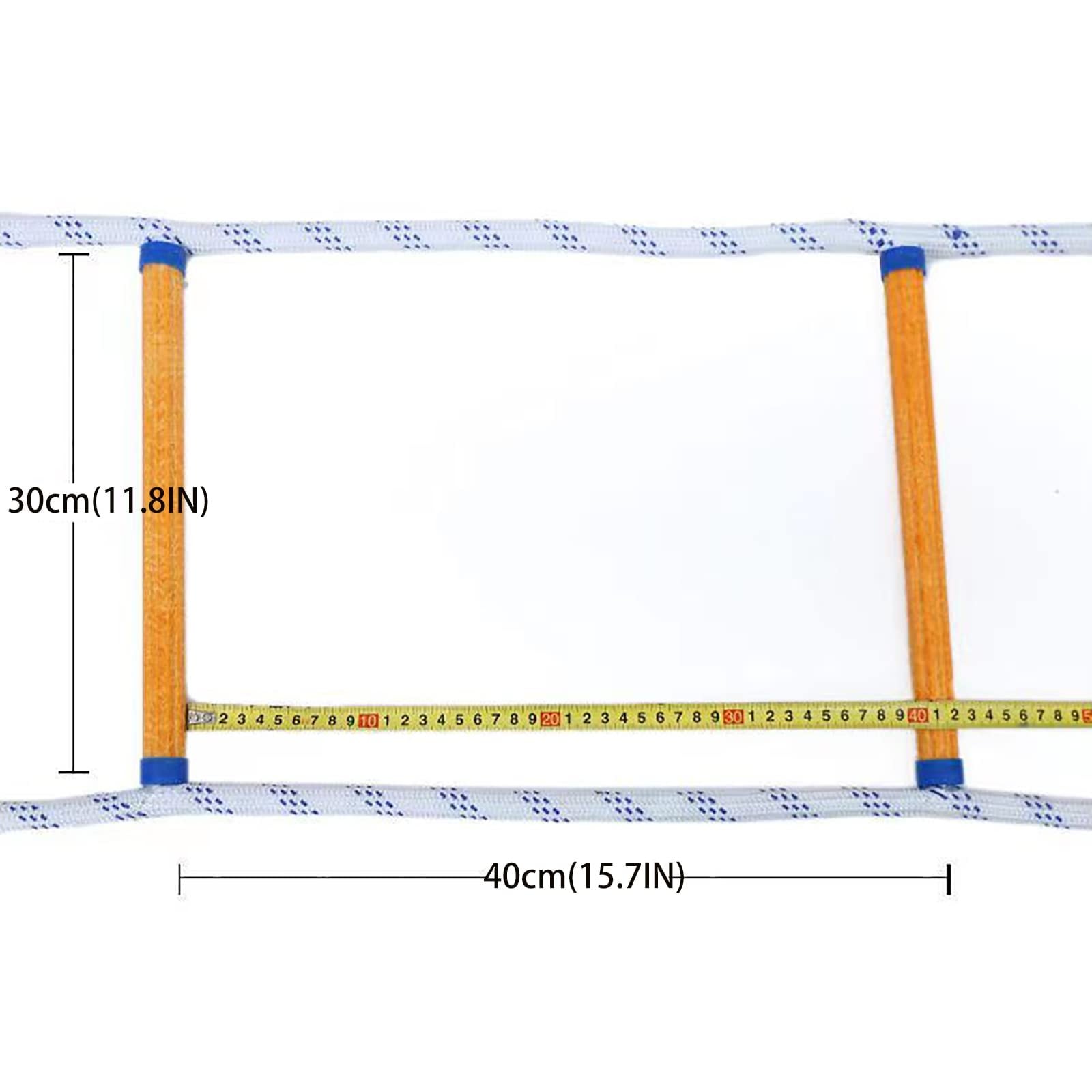 Etokfoks 16ft Fire Escape Rope Ladder Polyester with Epoxy Resin Pedals Weather and Tear Resistant 2000lb Load #LETQ570BY