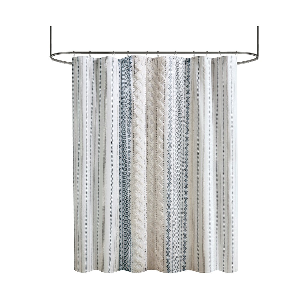 Gracie Mills GRACE-9131-07II Gracie Mill s Alto Cotton Printed Shower Curtain with Chenille