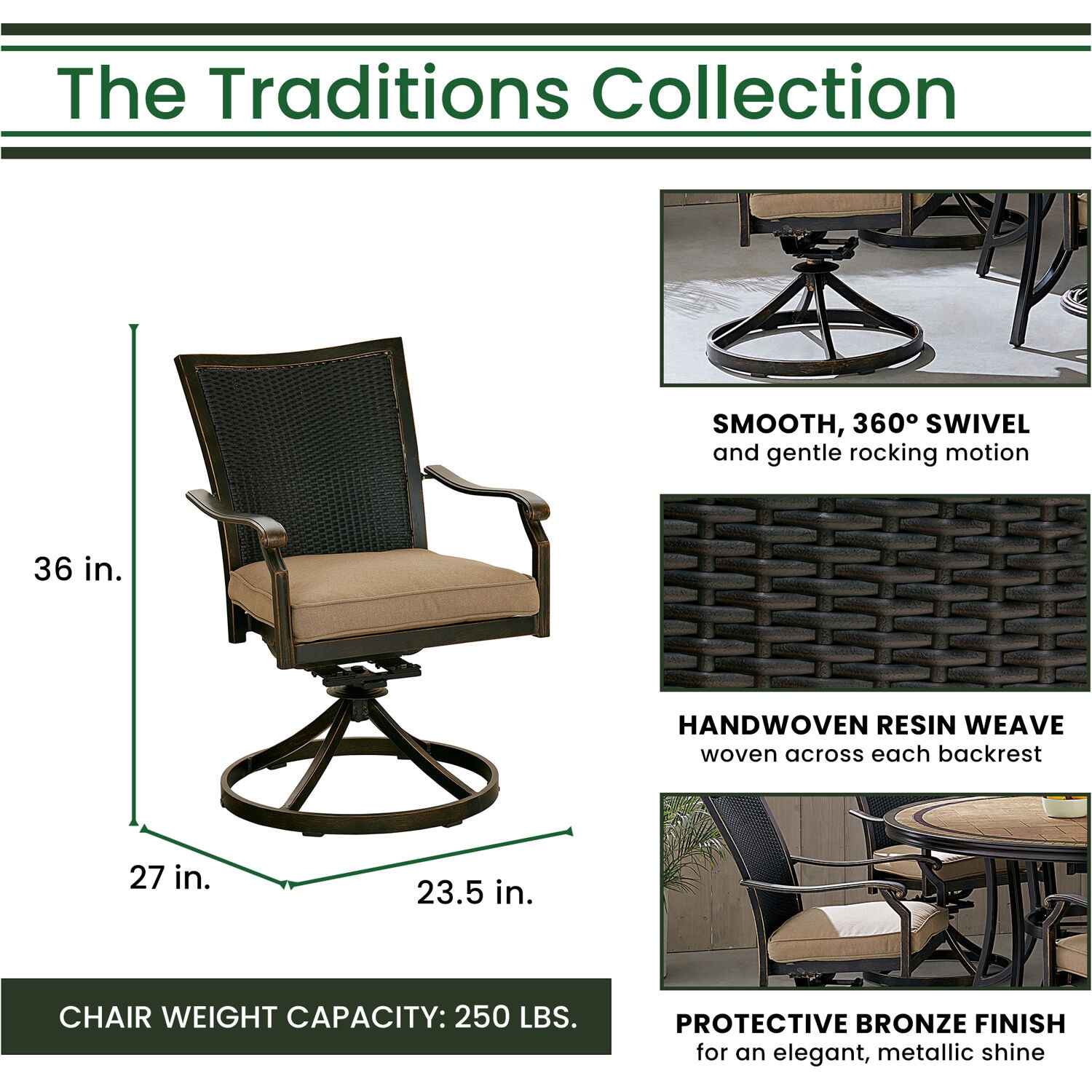 Hanover TRADDNWB9PCTFSW8-TAN Patio-Dining-Sets - View #3