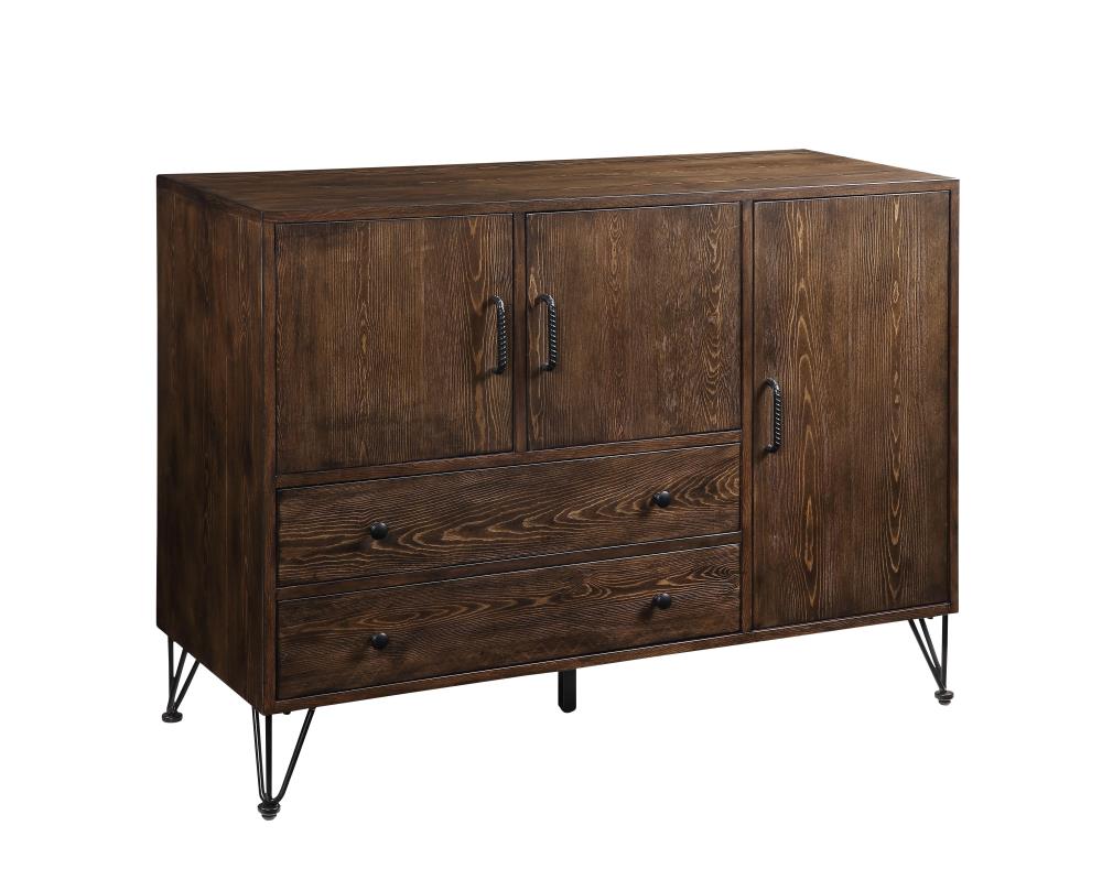 ACME FURNITURE 70739 Garron 48-in W x 36-in H Wood Composite Walnut and Black Freestanding Utility Storage Cabinet