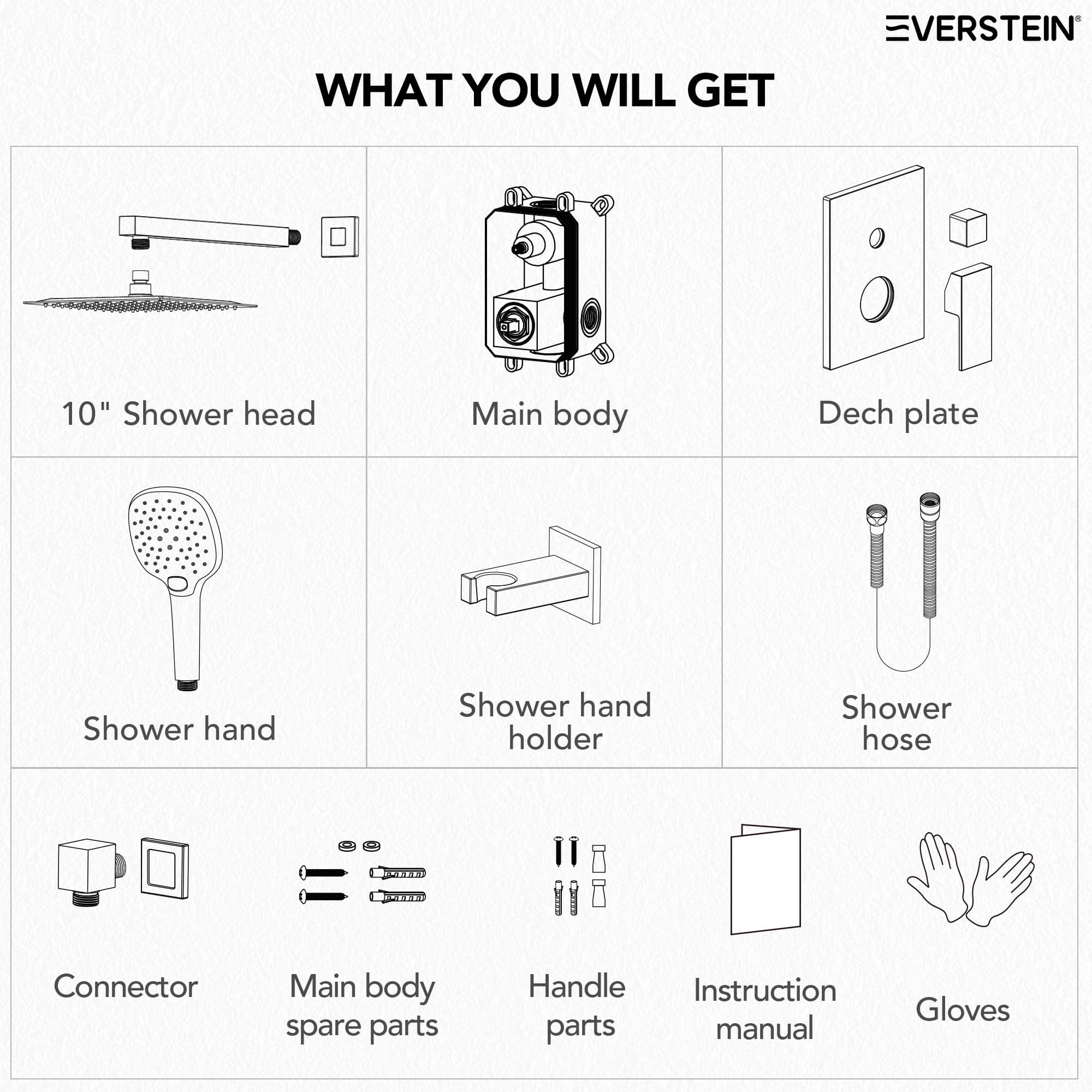 EVERSTEIN M6646CI-10BL Showerhead-Bar-Panels - View #12