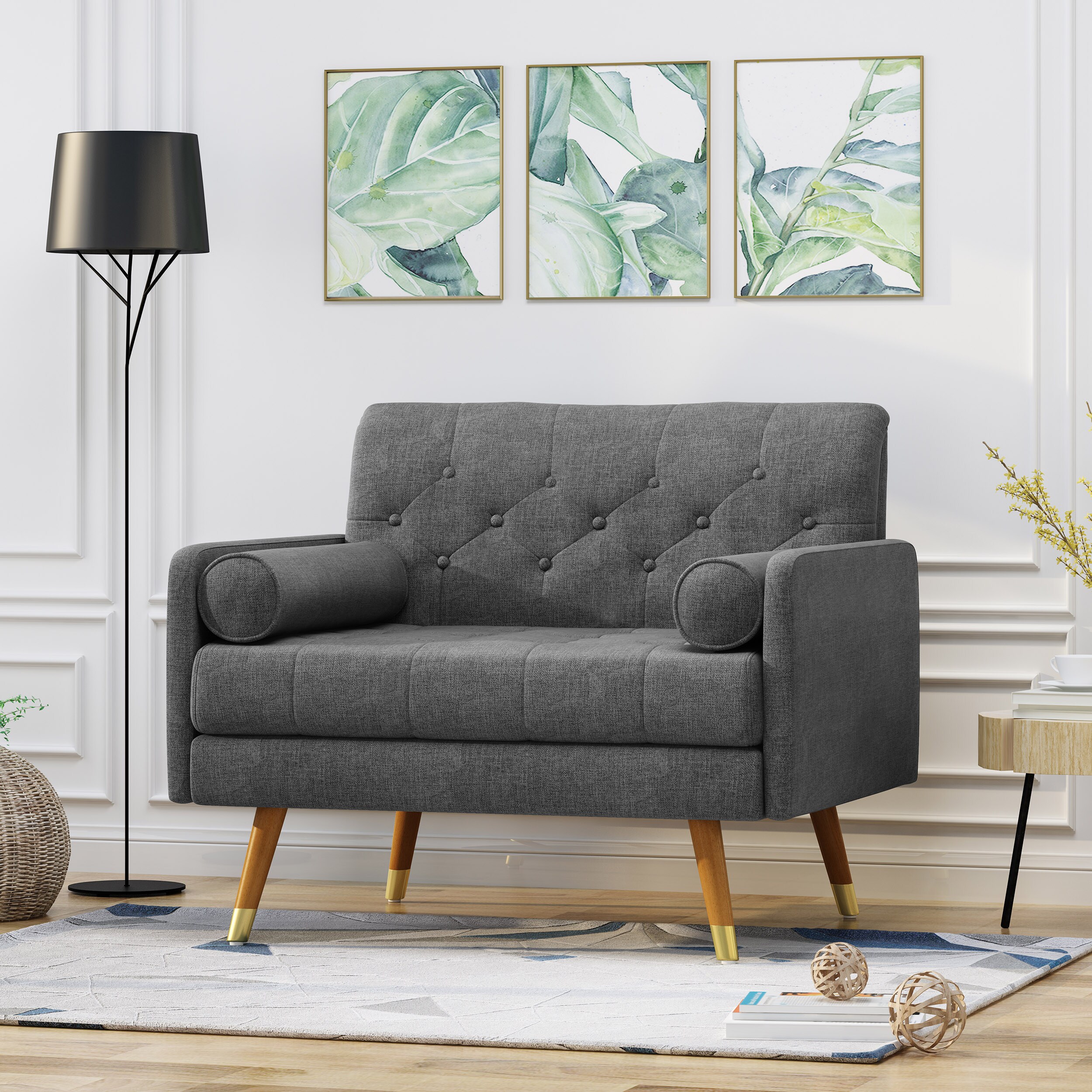 Christopher Knight Home 305843 Eugene Fabric Mid-Century Modern Club Chair-DARK GREY