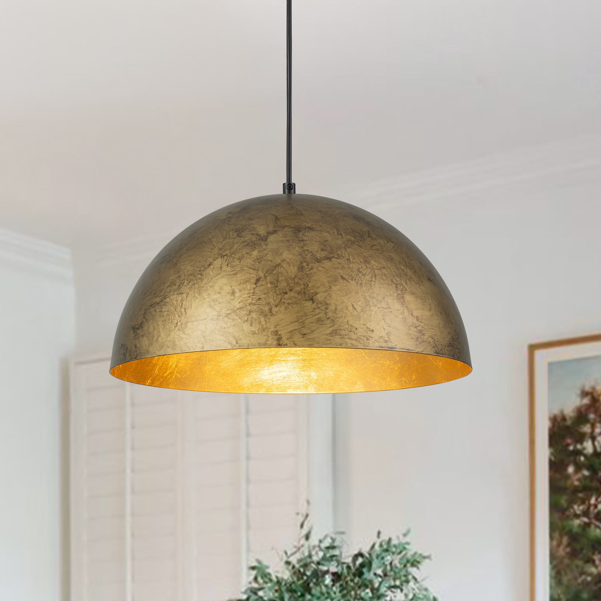 HUOKU PD1064791 PCover 1 -Light Brass Industrial Dome Medium Hanging Pendant light
