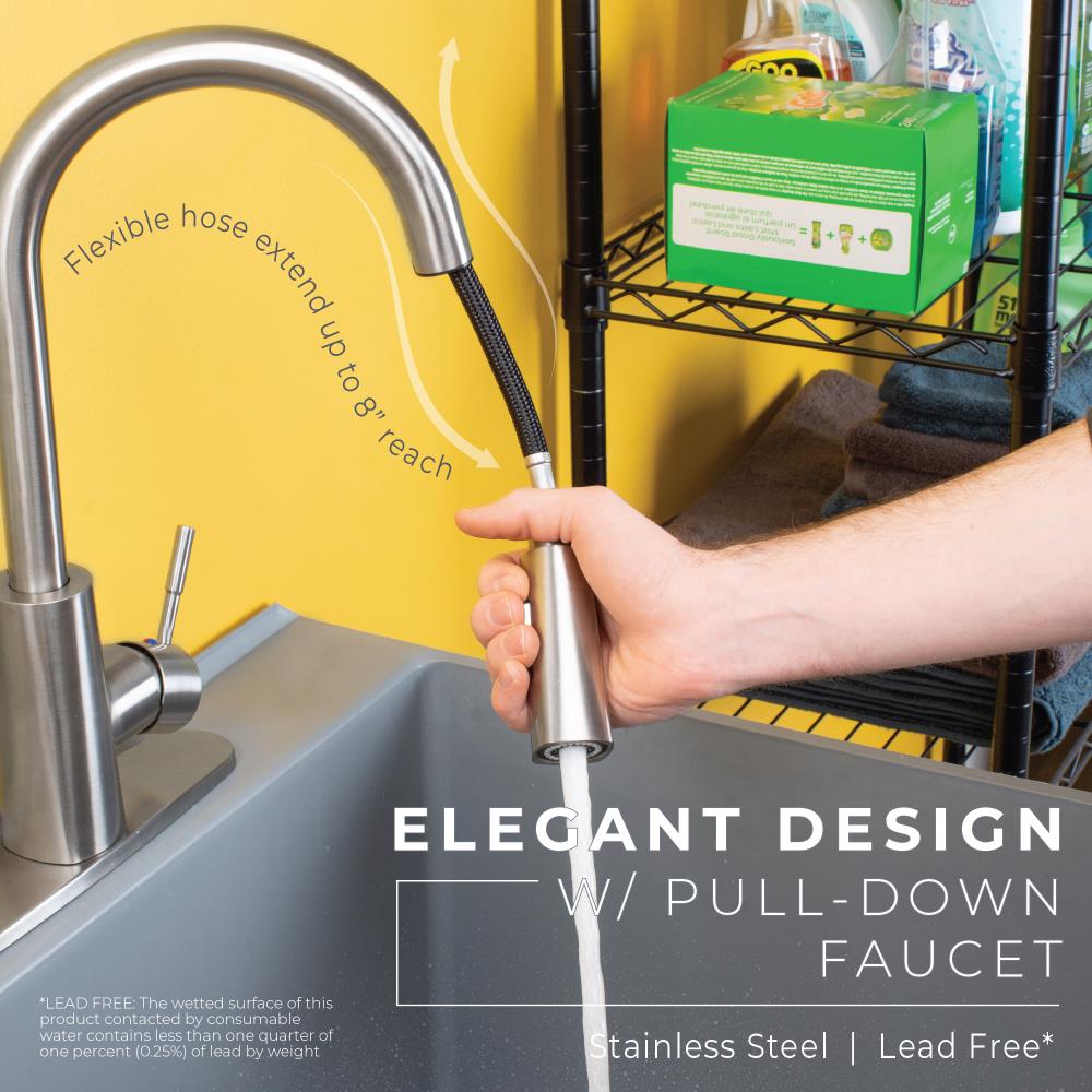 Gray Freestanding Utility Sink with Stainless Steel Faucet