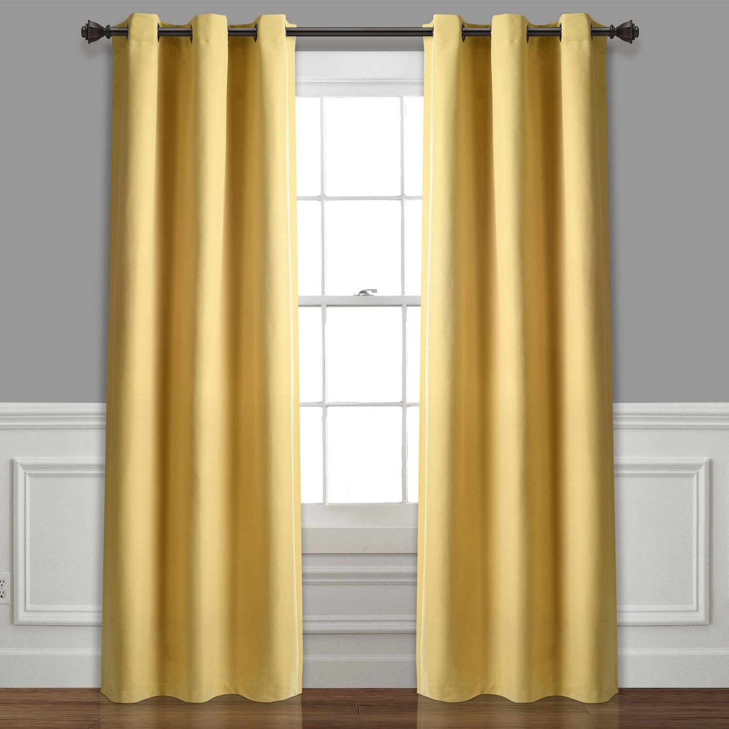Lush Decor 16T003374 84-Inches Yellow Blackout Grommet Curtain panel pair