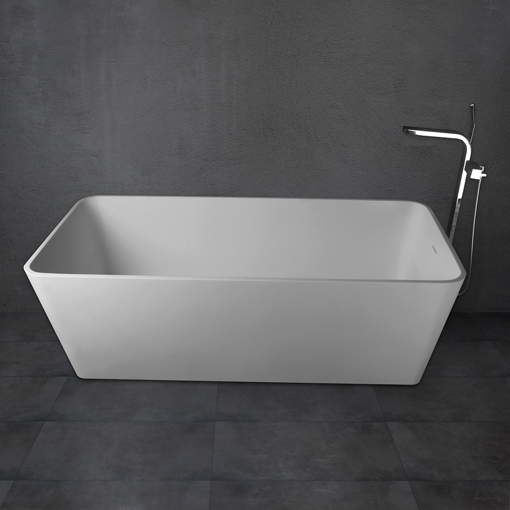 59'' x 30'' Matte White Solid Surface Freestanding Bathtub