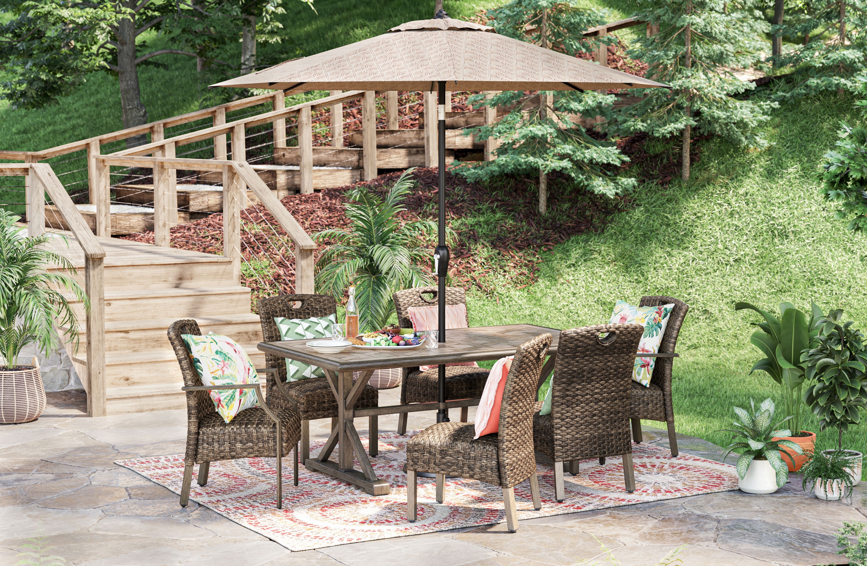 Shop Allen Roth Wyndhurst 7 Piece Patio Dining Set At Lowes