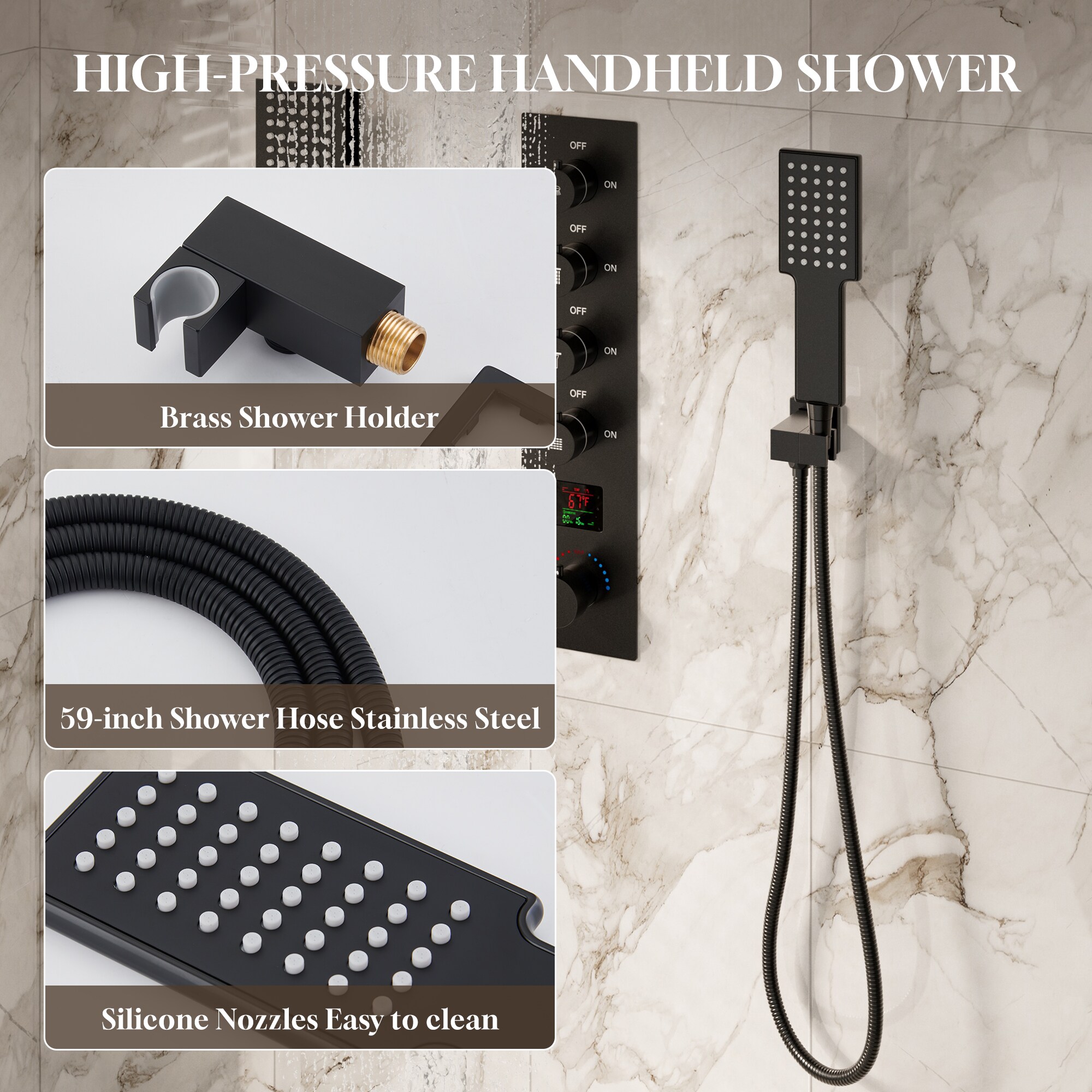CASAINC KCHS0021-LEDBN Showerhead-Bar-Panels - View #7