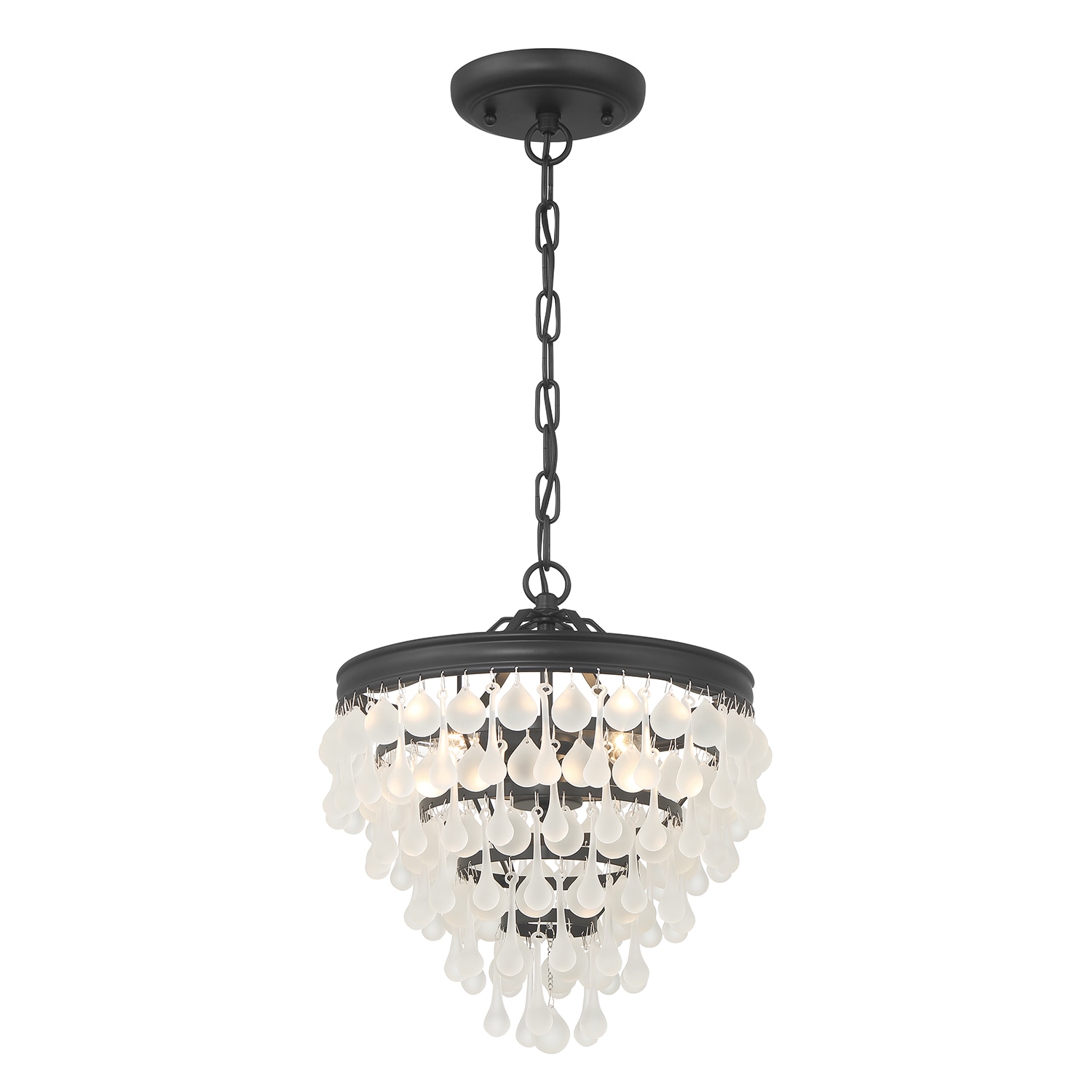 Crystorama 130-MK-FR Calypso 3 -Light Matte Black Modern/contemporary Clear glass Tiered Medium Hanging Pendant light