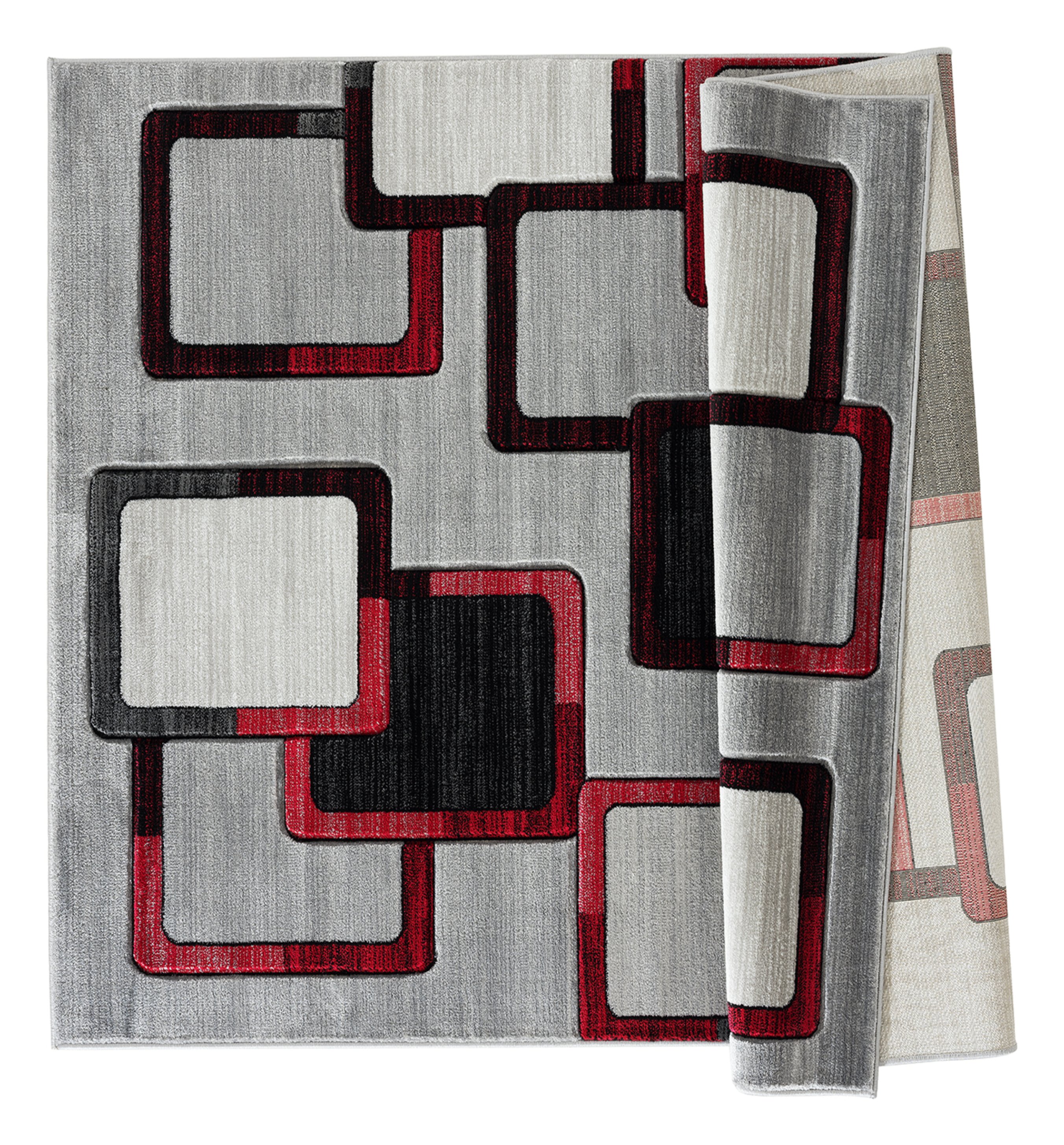 MDA Rugs Orelsi Abstract Squares Gray Red Area Rug 2 1 X 3 3 In The   64186081 