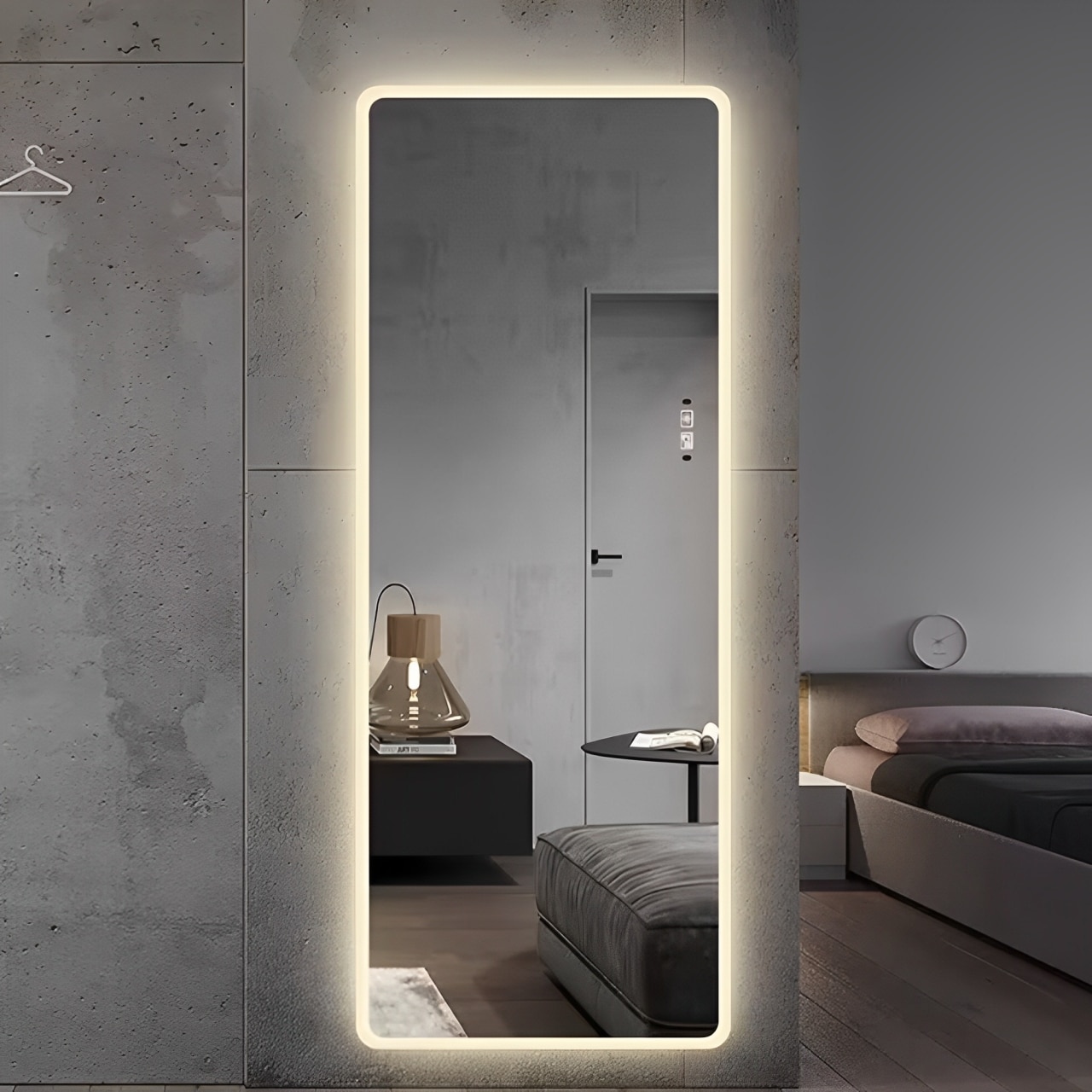 EXTRAUP YHLW1801P195684 21-in W x 65-in H Rectangle Clear Polished Frameless Full Length Lighted Wall Mirror