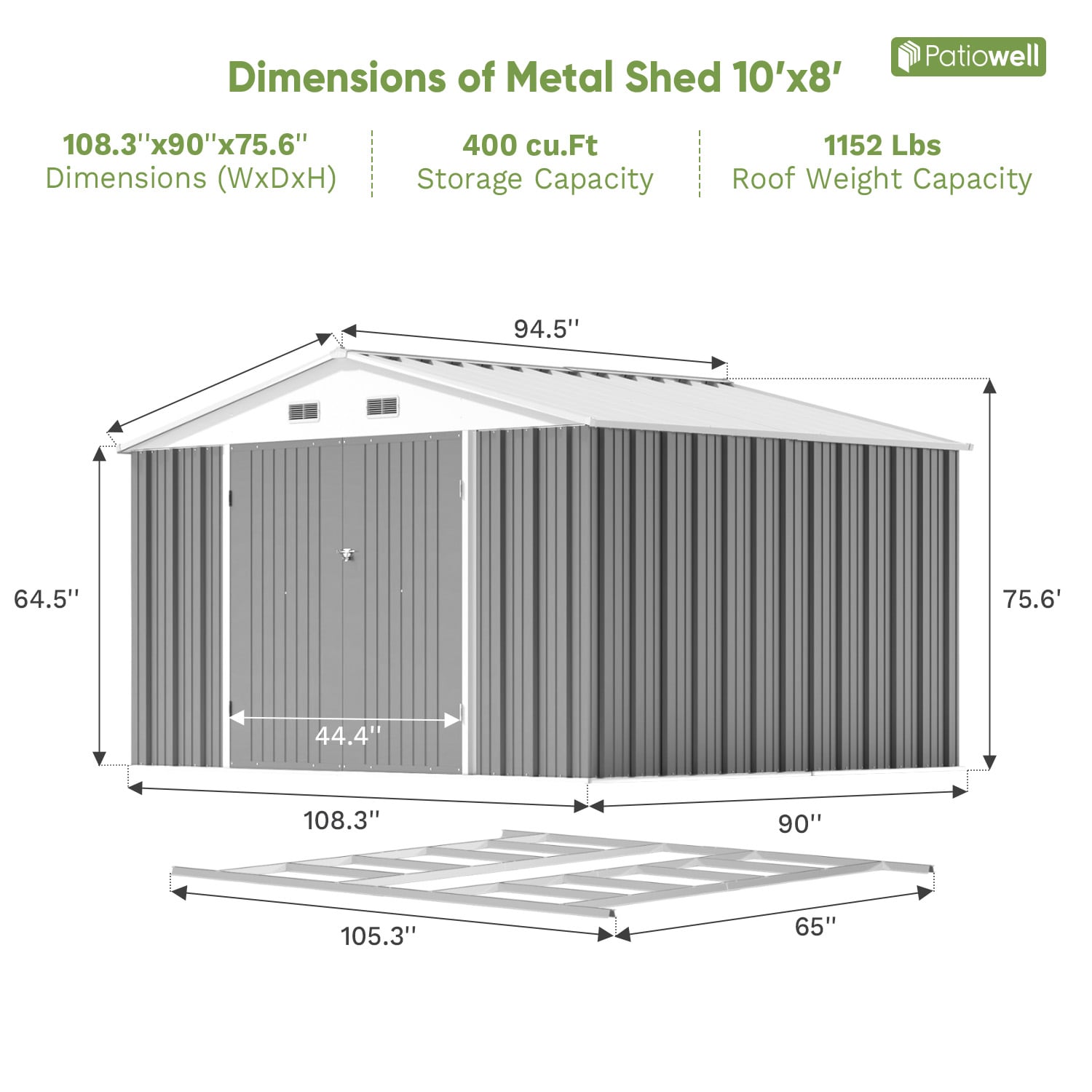 Patiowell WES-0405F-4 Metal-Storage-Buildings-Sheds - View #5