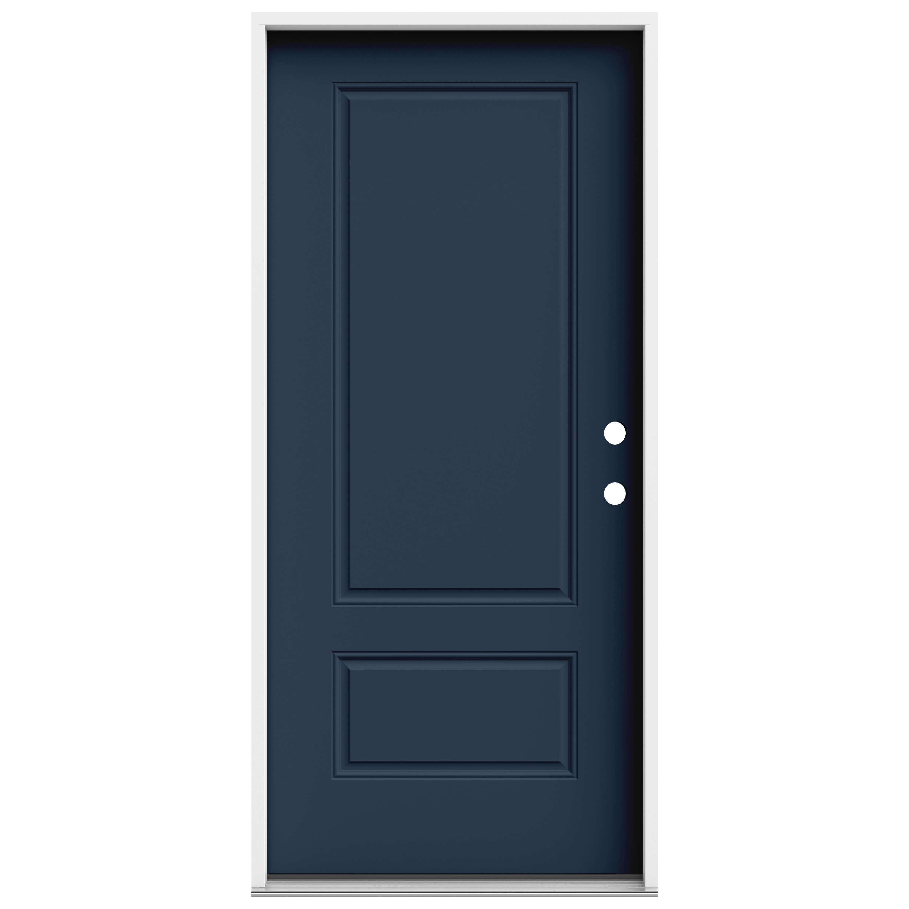 JELD-WEN LOWOLJW249900007 36-in x 80-in x 4-9/16-in Steel No glass Left-hand inswing Revival Blue Painted Prehung Front Door Insulating core