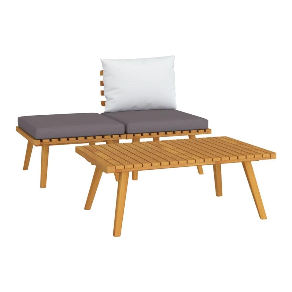 Patio Conversation 3 -Piece 2 Patio Sofa Conversation Set with White Polyester Cushions