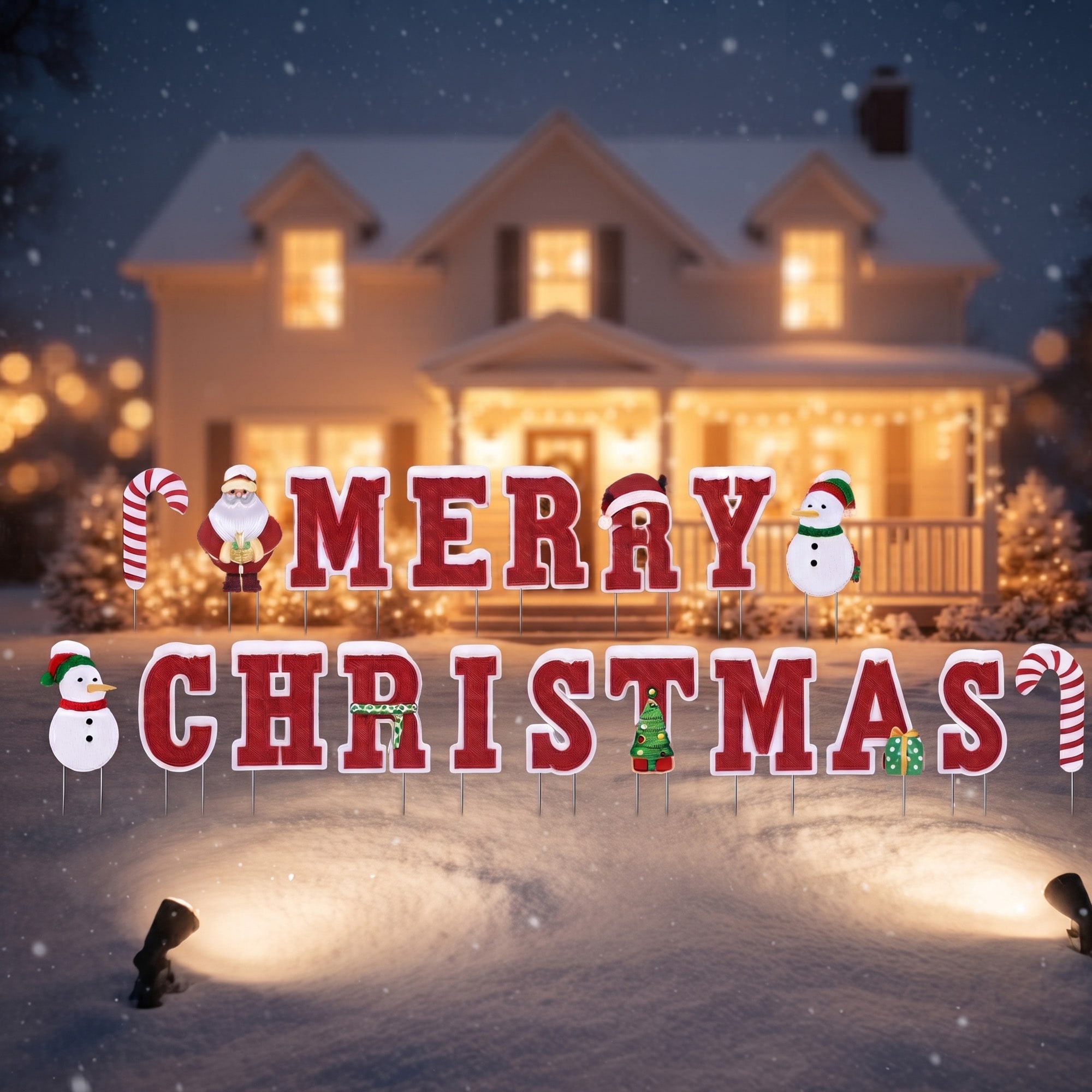 Garvee - 19 Pack Merry Christmas Letters Yard Signs - 16 Inch Waterproof Outdoor Decorations with...