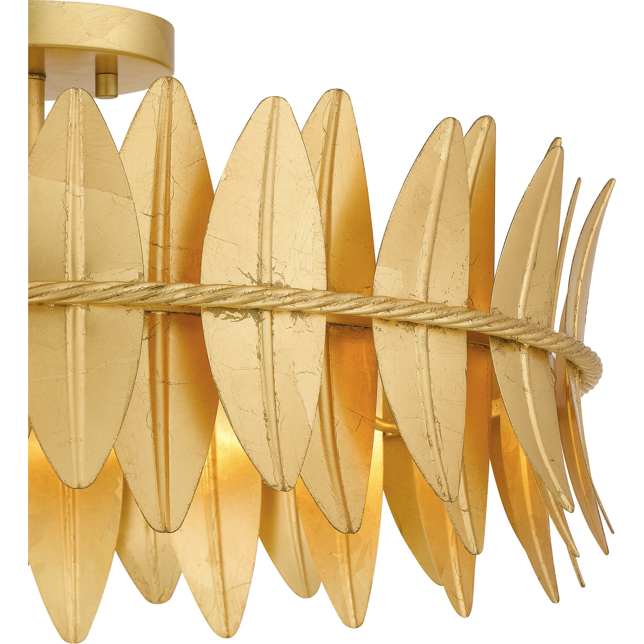 Quoizel Liza 4-Light 20.5-in Gold Leaf Led, Semi mount light in
