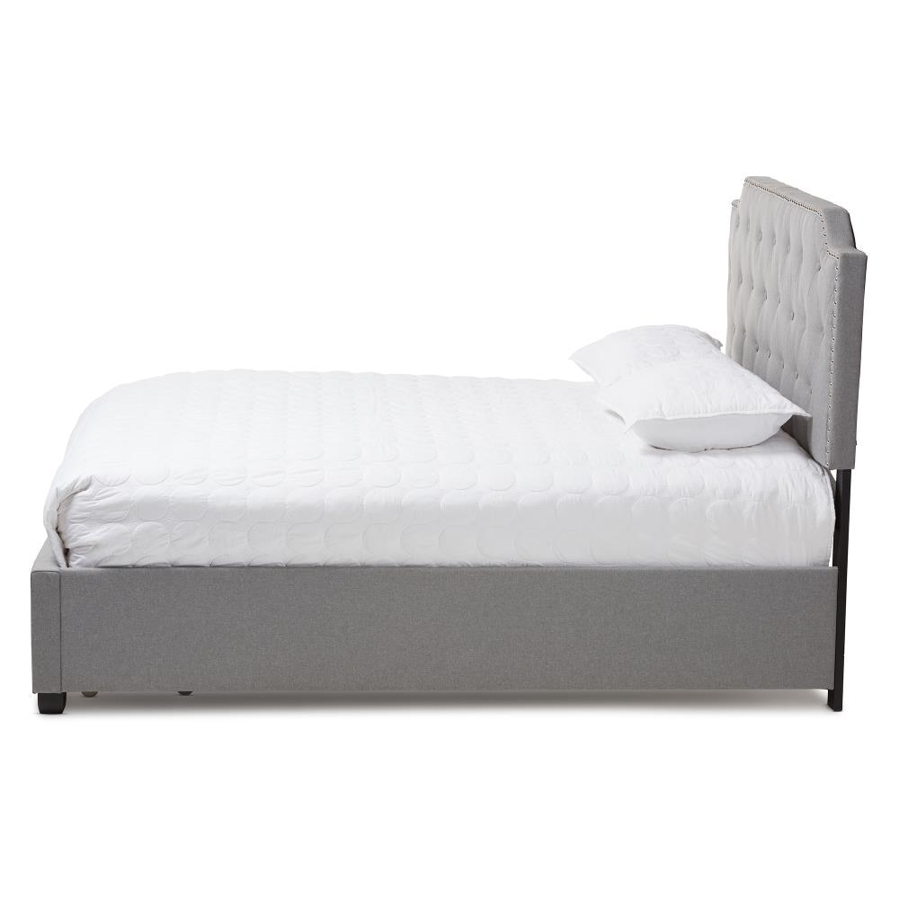 Baxton Studio Aubrianne Grey King Upholstered Bed with Storage in