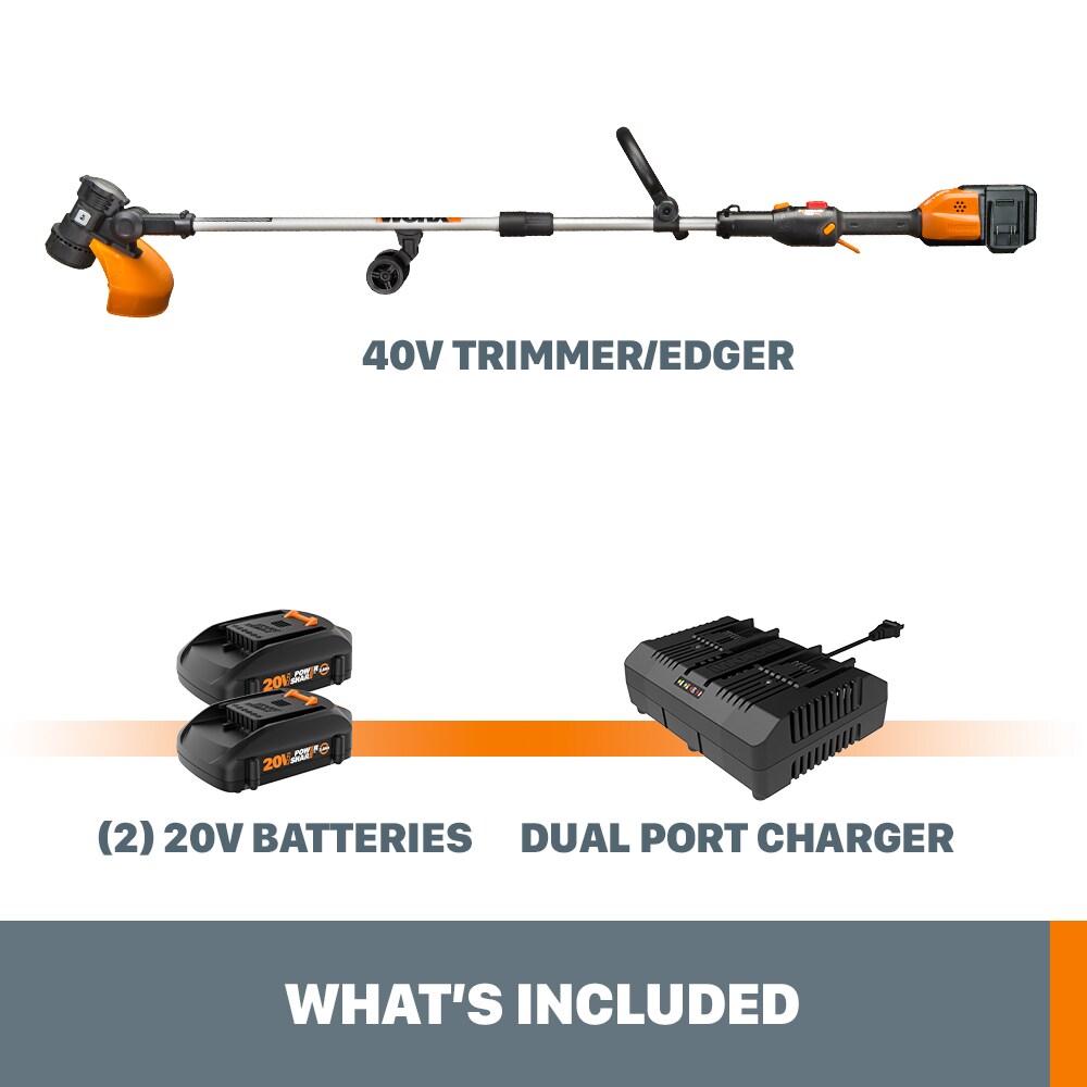 WORX POWER SHARE 40 volt Max 13 in Straight Shaft Battery String