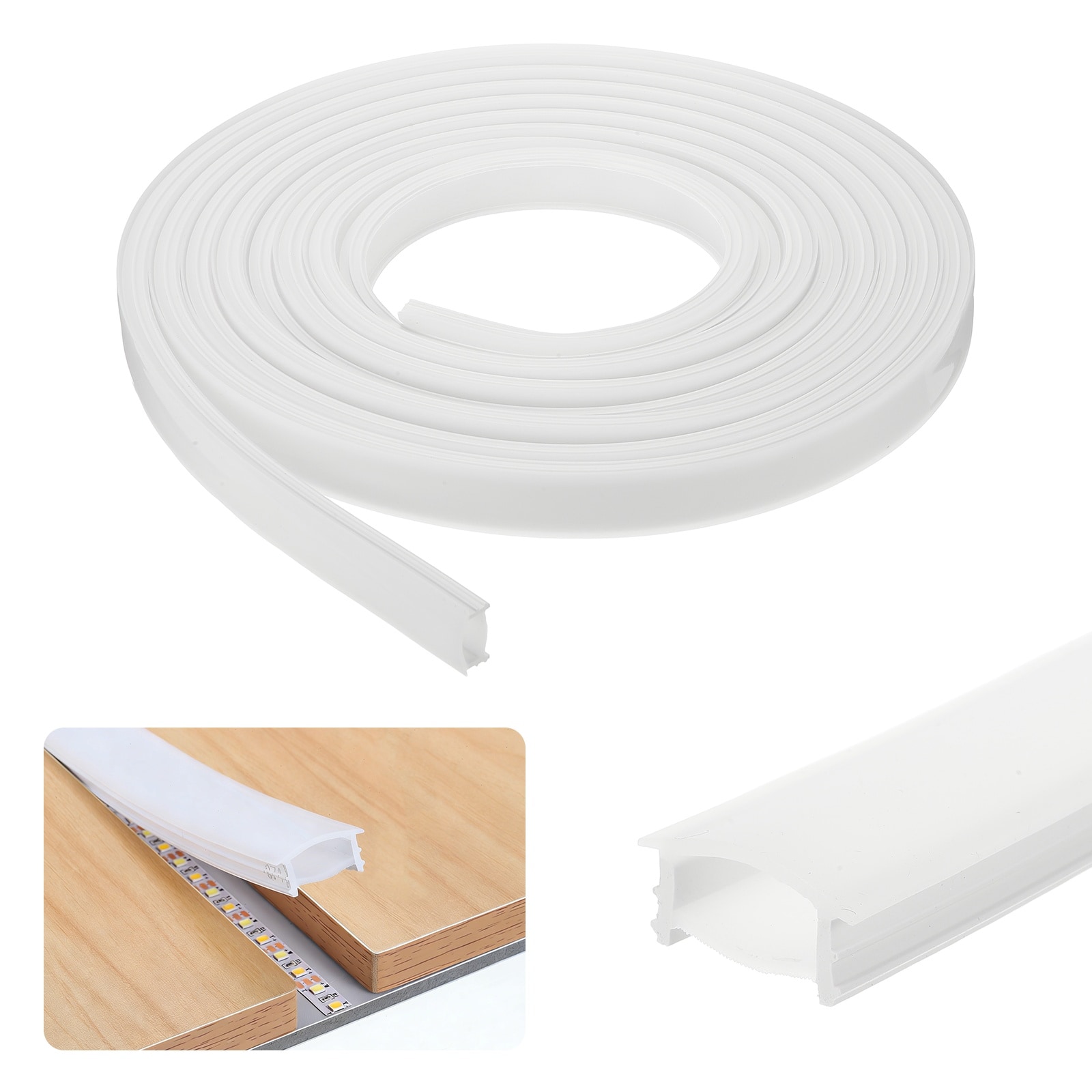 Unique Bargains 16.5ft/5m LED Diffuser Channel 20x10mm Silicone LED Channel System Flexible Neon Rope Light Strip for 8mm-10mm-12mm Light Strips Indoor Outdoor Ambient Decor